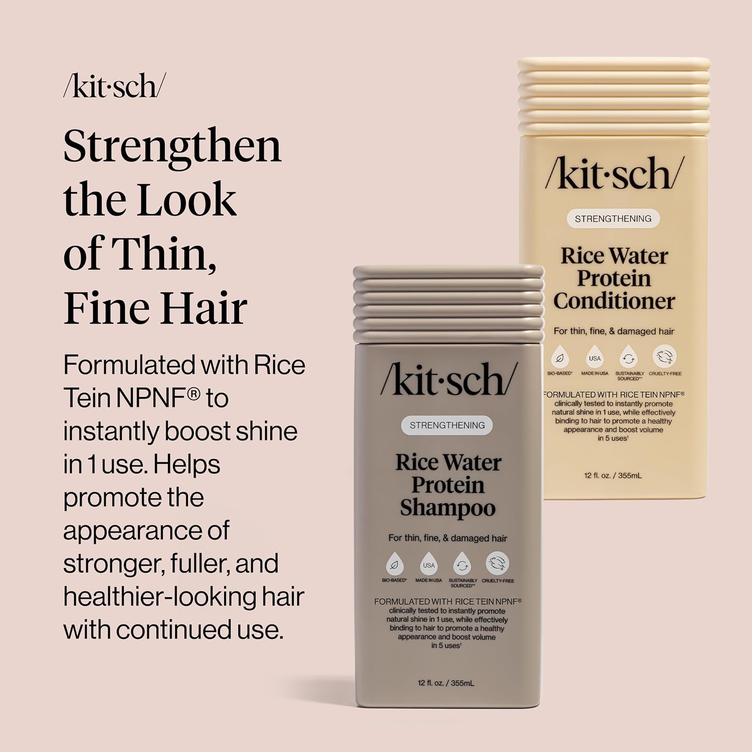 Detalle 1 de Kitsch Rice Water Shampoo and Conditioner Set with Hydrolyzed Rice Protein