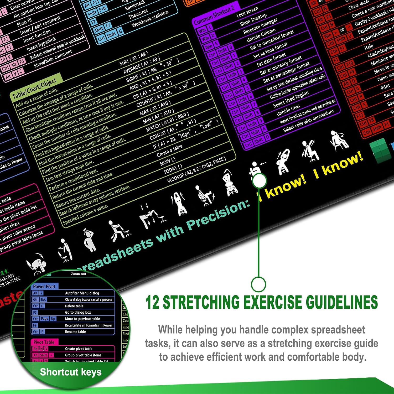 Thumbnail 3 de Excel Cheat Sheet Desk Mat XXL 90x40 cm