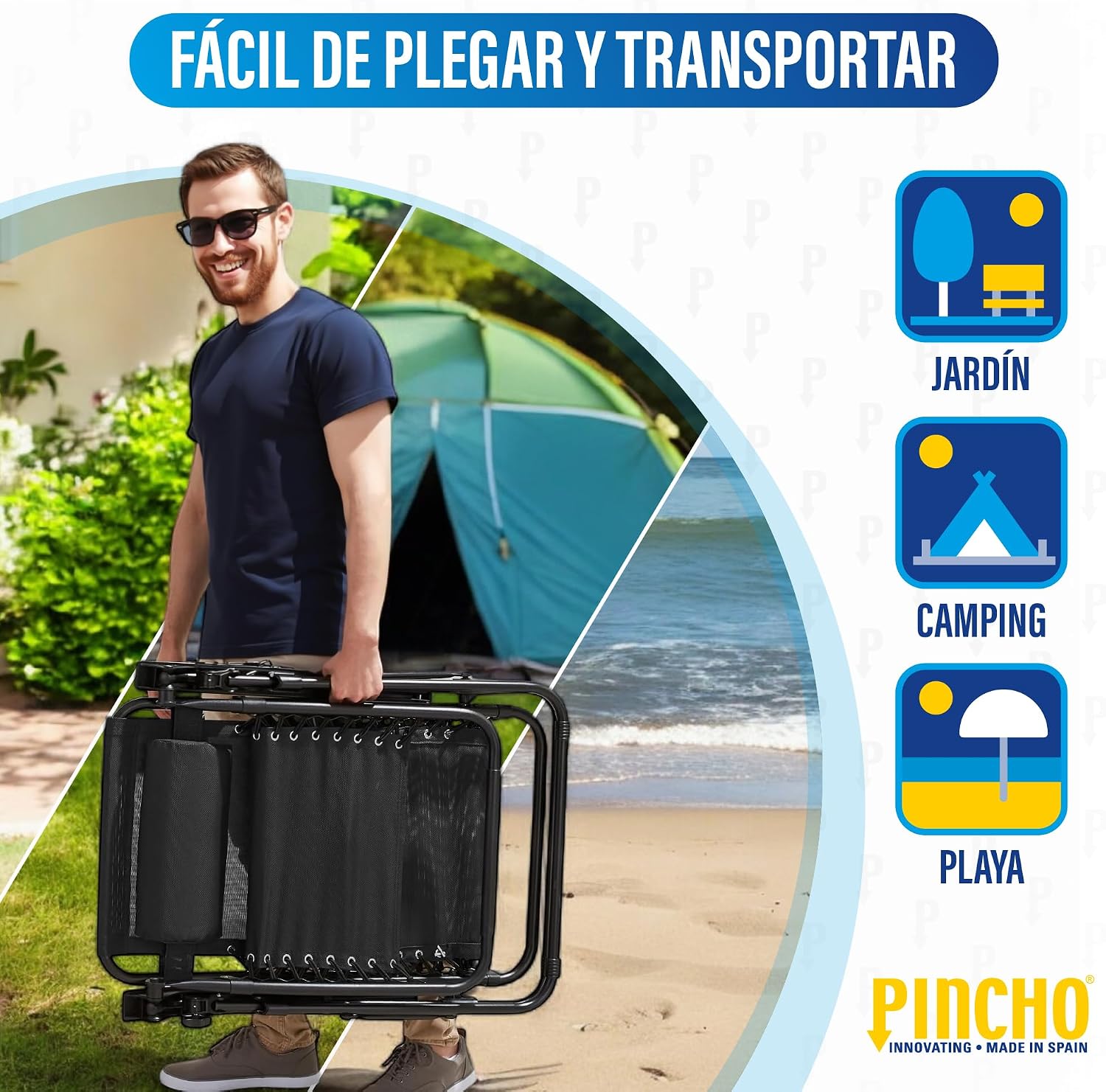 Detalle 2 de Pincho Tumbona Exterior de Gravedad Cero – Pack 2, Sillas Reclínables o Hamacas para Playa, Terraza y Camping (Negro)