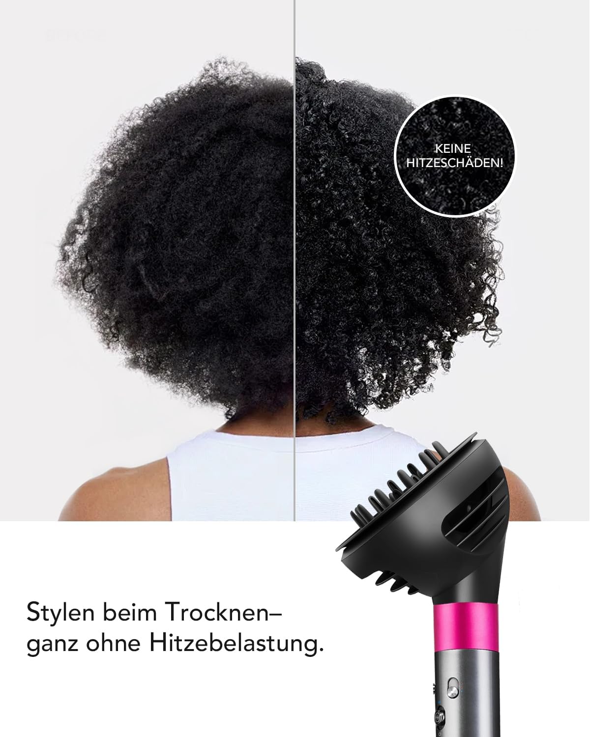 Detalle de Wellen- und Locken-Diffusor-Aufsatz für Dyson Airwrap HS01/HS05/HS08 – Neues Design mit 2 Luftstrom-Modi