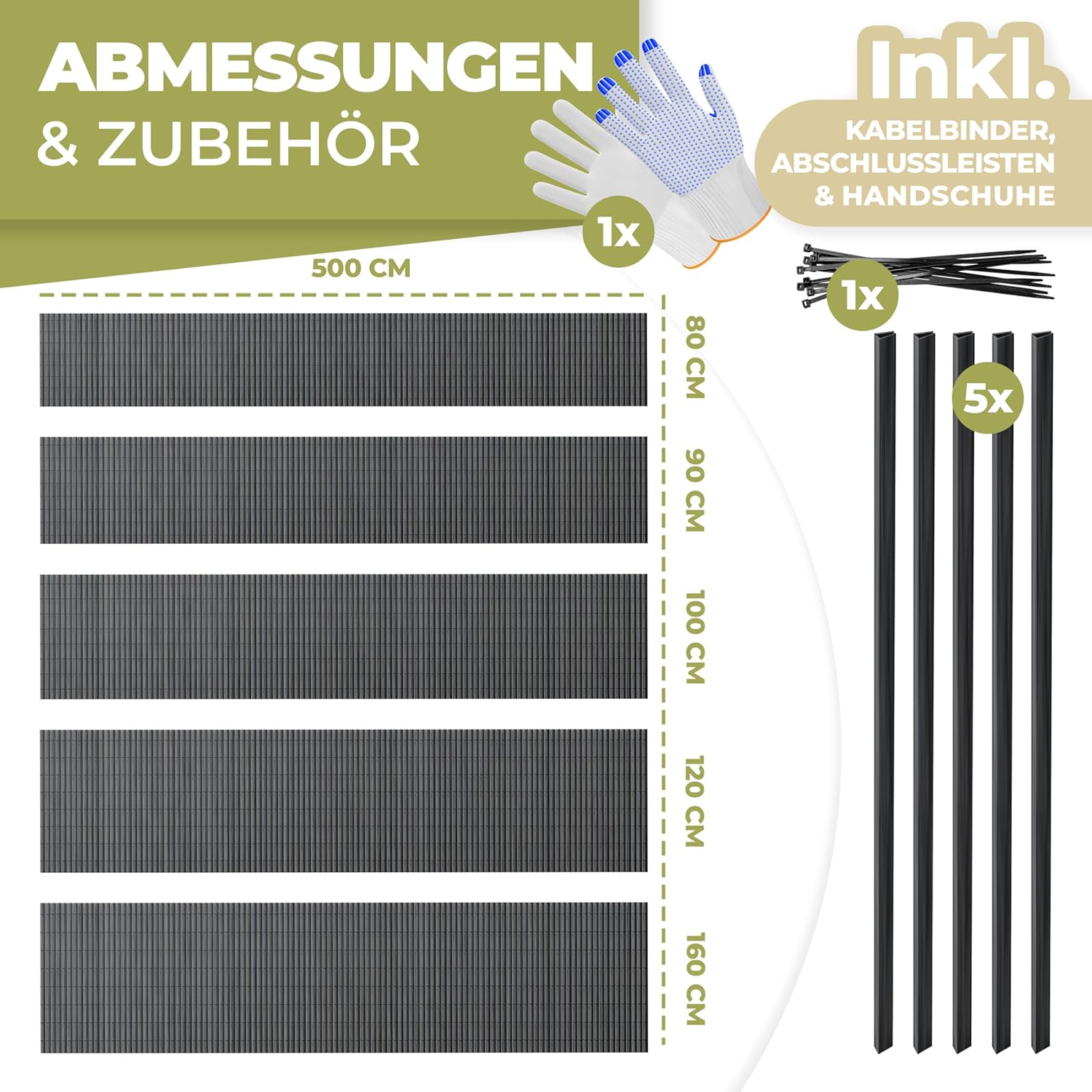 Thumbnail 6 de KESSER PVC Sichtschutzmatte 120x500 cm – robust, blickdicht und wetterfest für Balkon, Terrasse und Garten