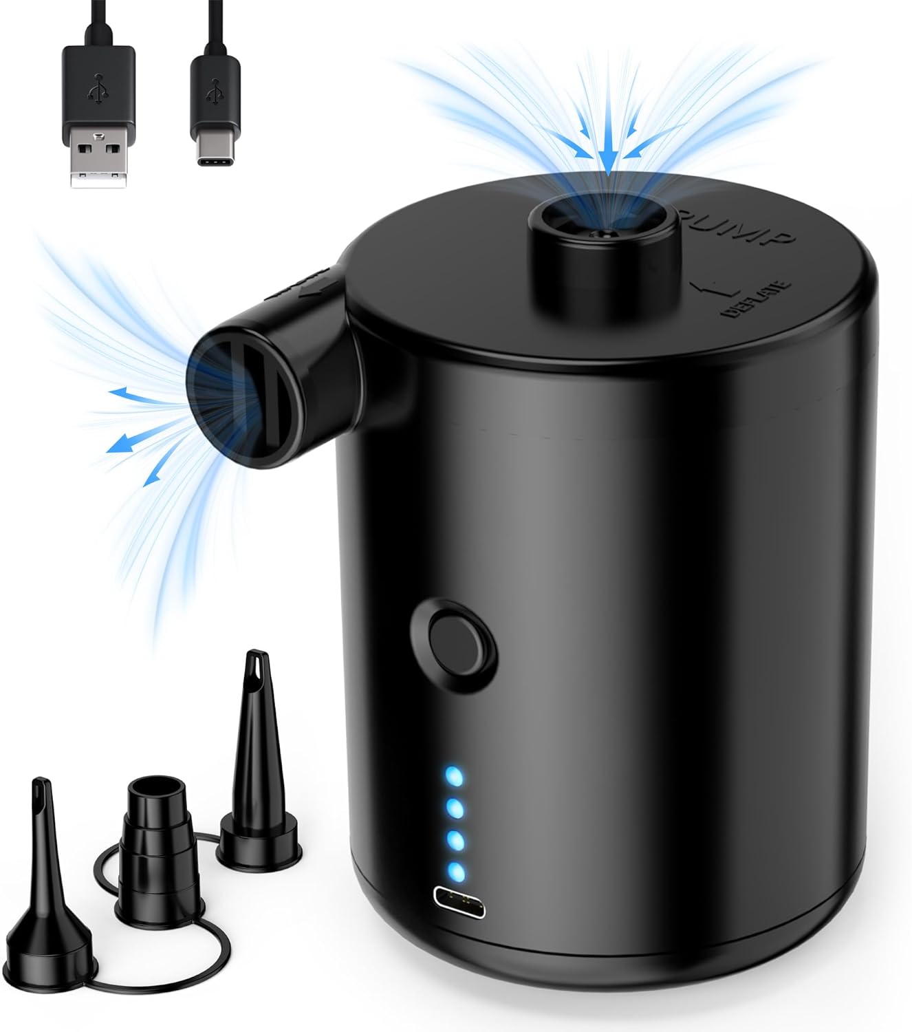 Thumbnail 6 de Air Pump for Air Mattress and Inflatables: Compact, High-Output Inflator with 4 Nozzles