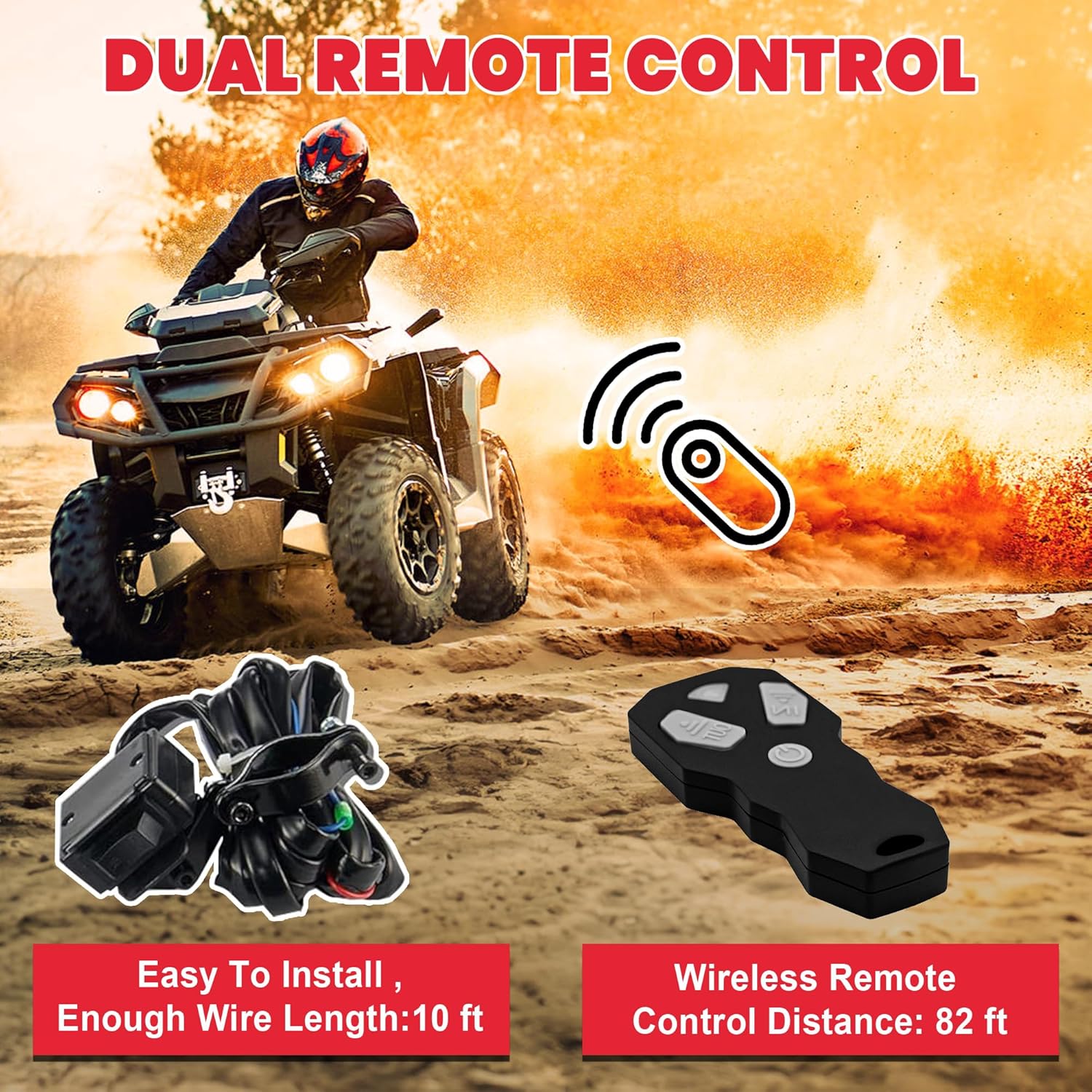 Thumbnail 6 de OPENROAD 4500 lb ATV/UTV Winch with 50 ft Synthetic Rope and Wireless Remote