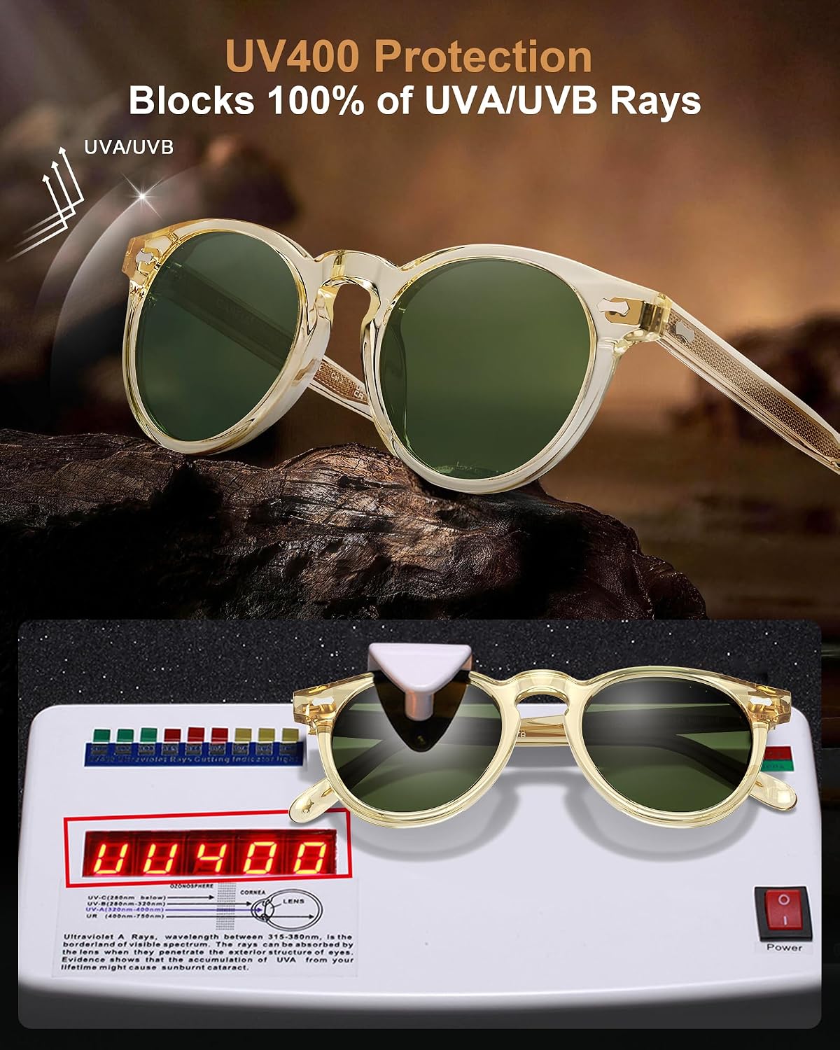 Thumbnail 4 de CARFIA CA5506 Polarised round sunglasses UV400 🕶