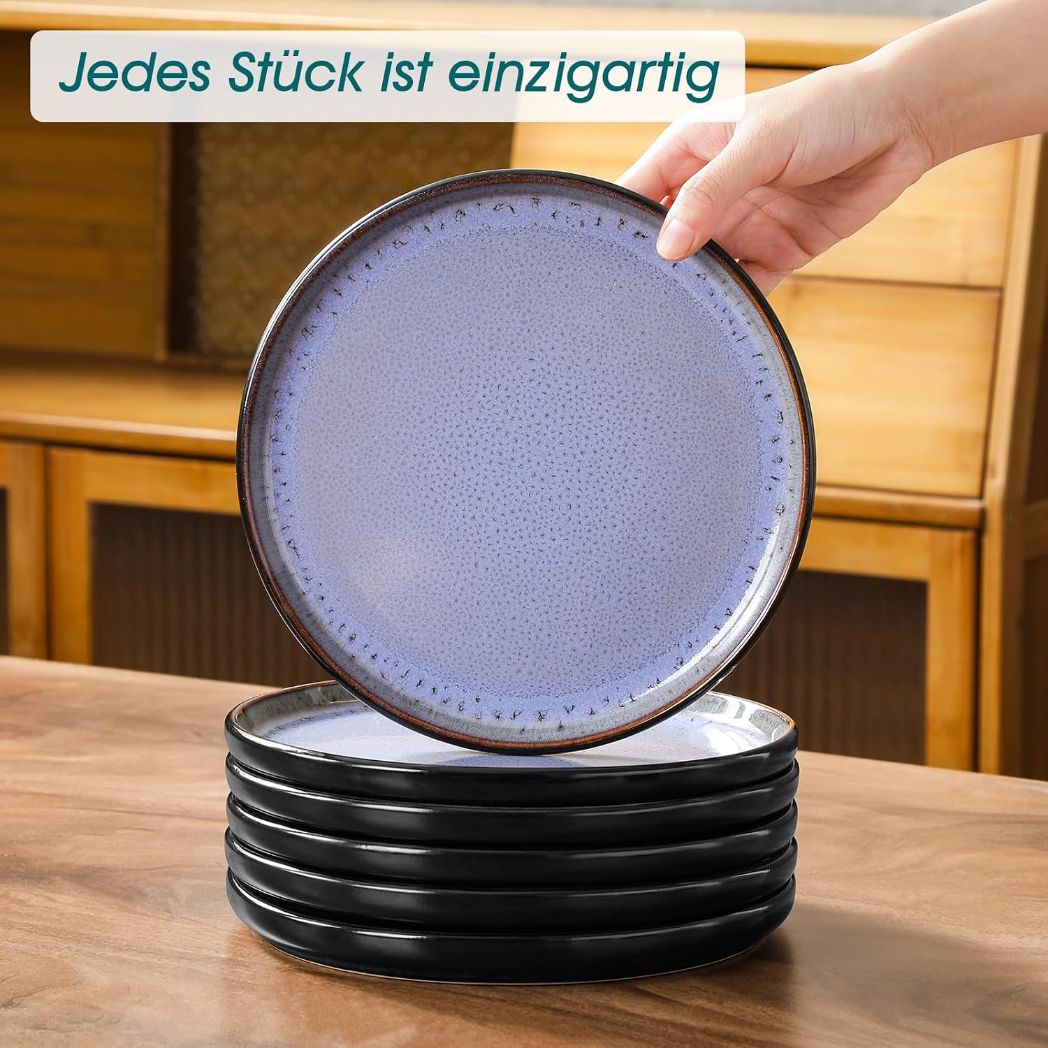 Detalle de Steingut Geschirr-Set (AMBER) 24-tlg für 6 Personen von Vancasso – AMBER-Amber Glasur, Reaktive Glasur, spülmaschinengeeignet