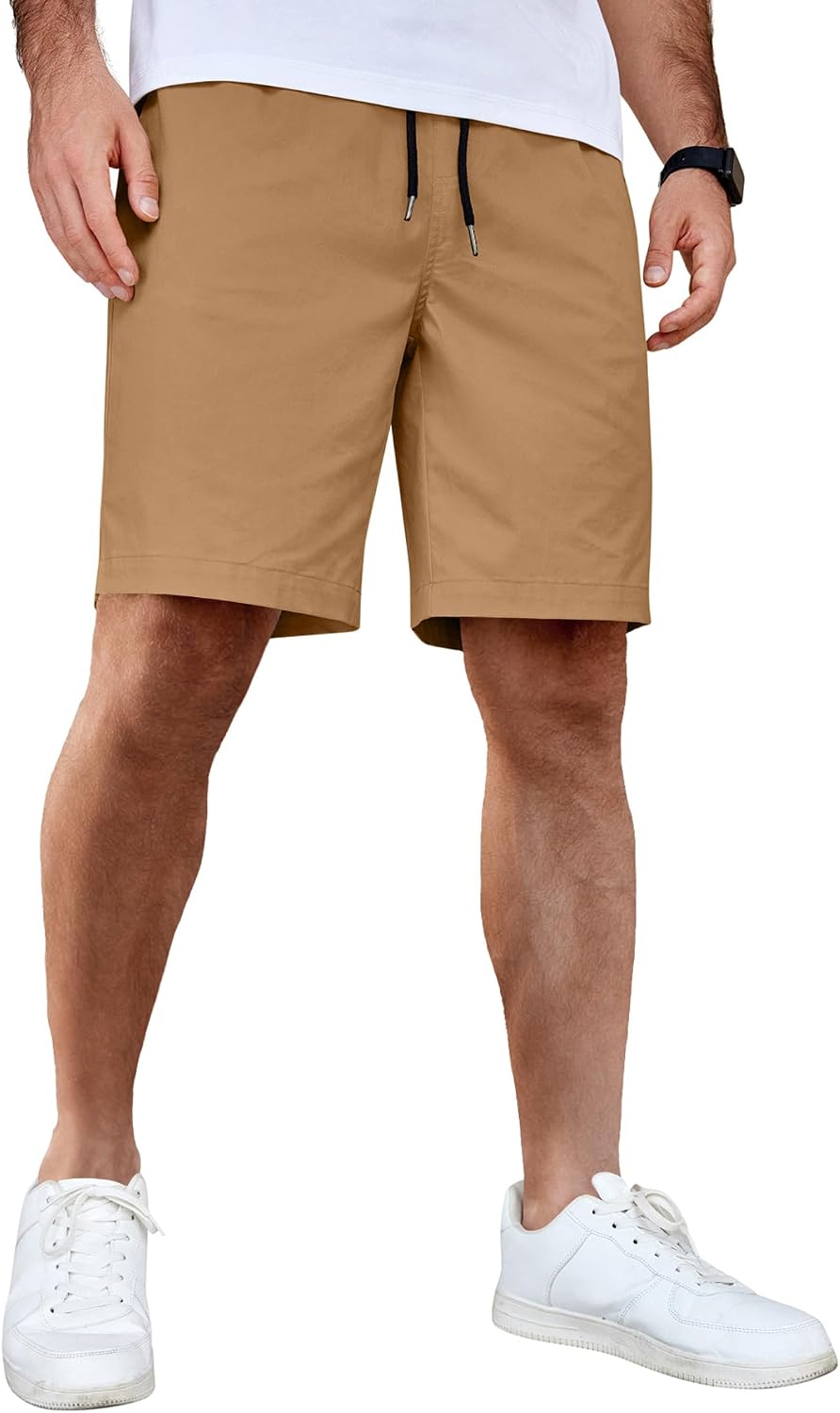 Detalle de COOFANDY Men’s Casual Cotton Drawstring Shorts with Elastic Waist