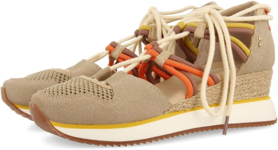 Detalle de Sneakers Ouvertes Beige DE Type Espadrille À Talon COMPENSÉ pour Femme IONA par Gioseppo