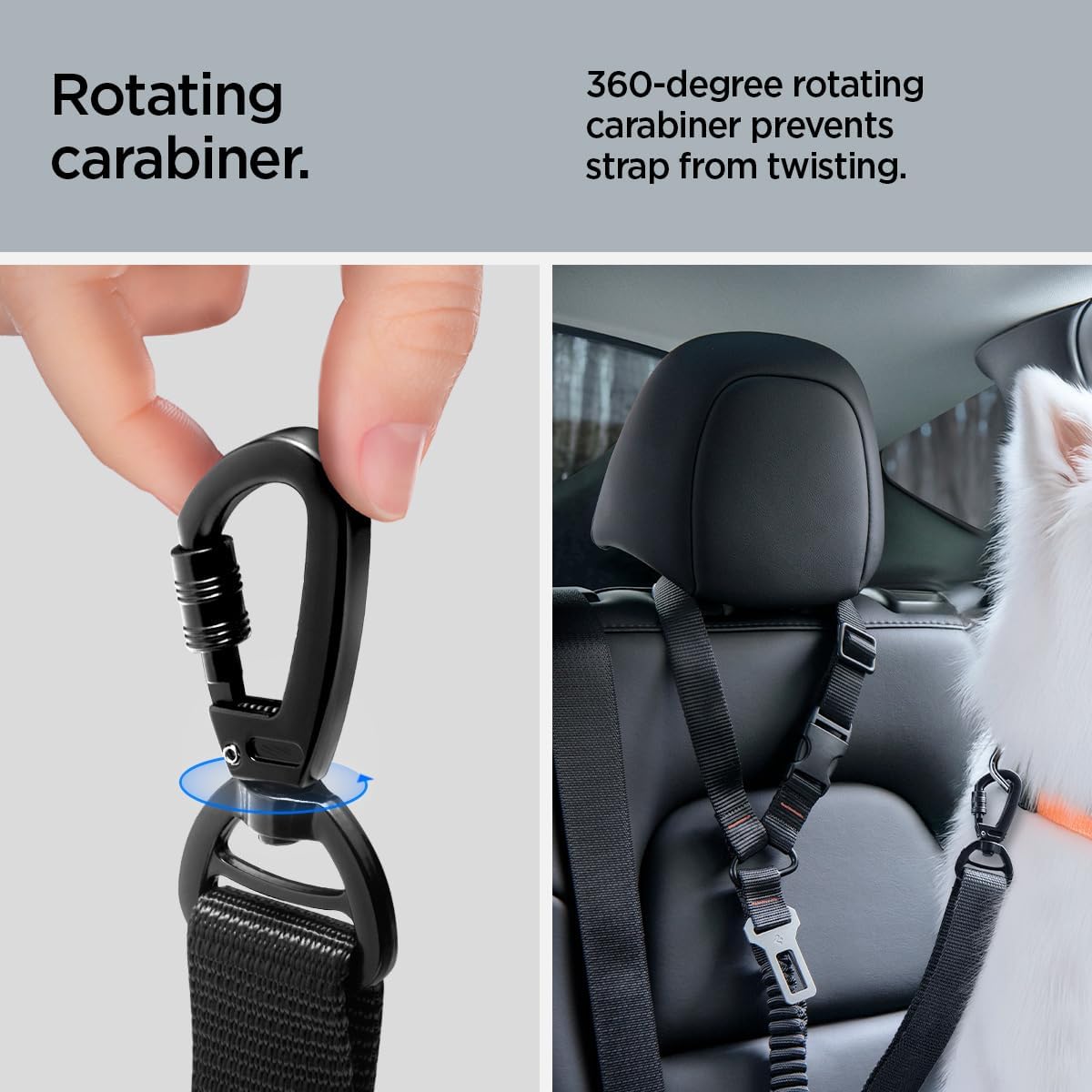 Thumbnail 4 de Spigen Ceinture Chien Voiture avec harnais universel anti-enchevêtrement et mousqueton rotatif 360°