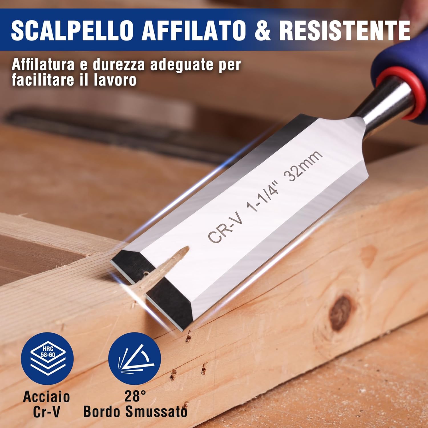 Thumbnail 2 de WORKPRO Set scalpelli per legno professionale da 10 pezzi con custodia (6 scalpelli 6/13/19/25/32/38 mm, affilatura inclusa)