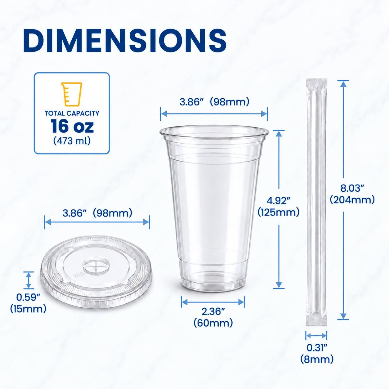 Thumbnail 6 de Clear Plastic Cups with Lids and Straws, 16 oz
