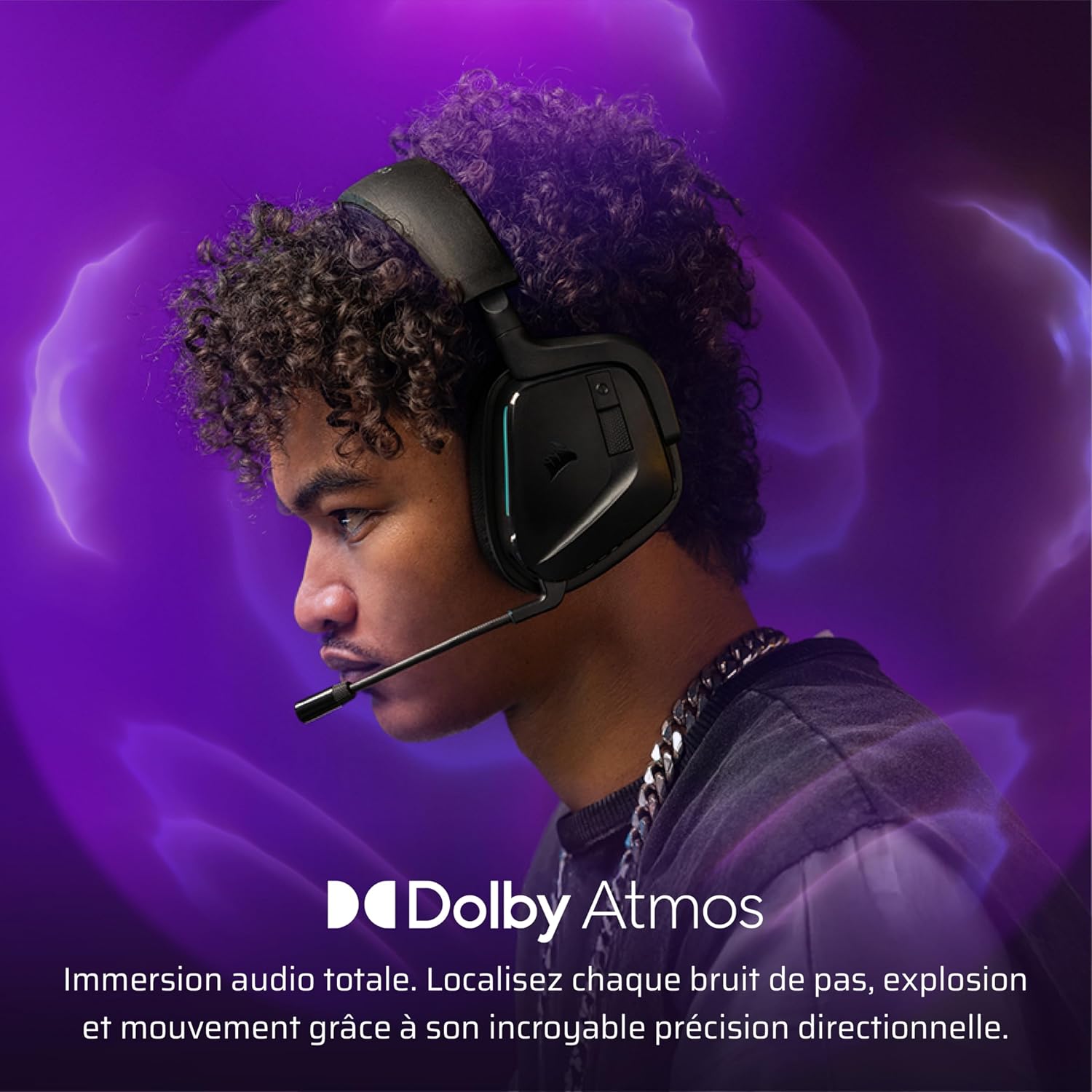 Detalle de Casque gaming sans fil Corsair VOID v2 Carbon avec Bluetooth et Dolby Atmos