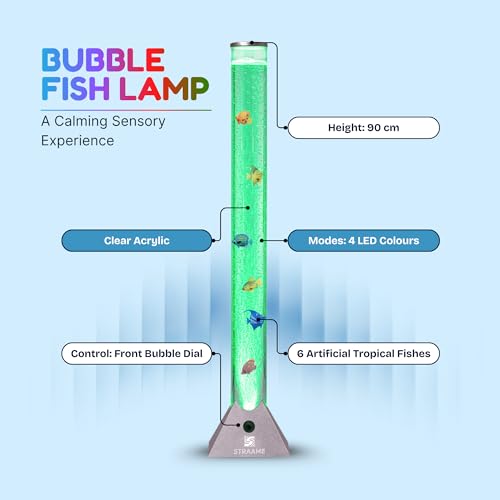 Thumbnail 1 de Straame 90cm LED Bubble Fish Lamp – Colour Changing Floor Light with Silver Base
