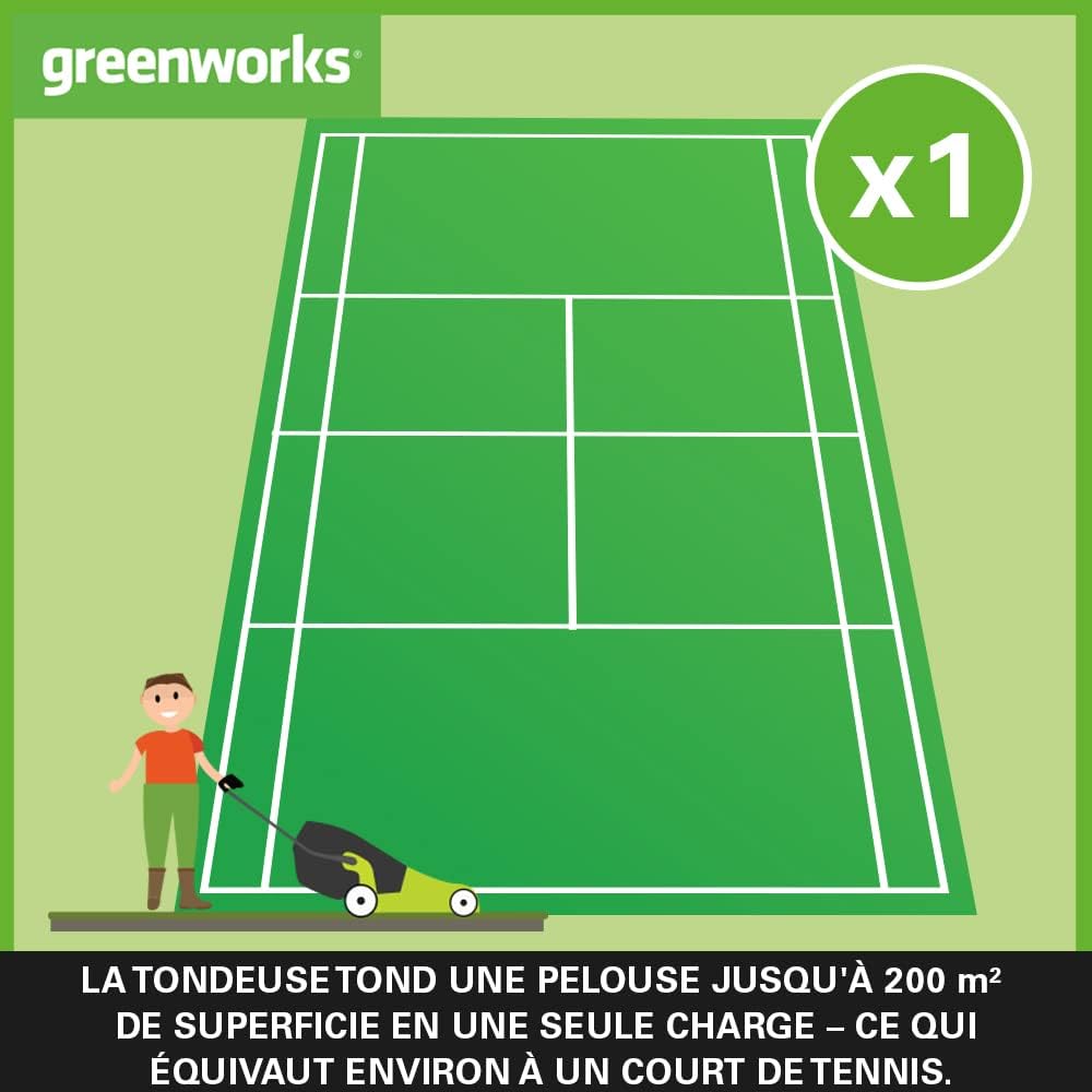 Detalle de Greenworks Tools 40V G40LM35K2 tondeuse sans fil pour pelouses jusqu’à 500 m² (35 cm) avec sac 50 L, sans batterie ni chargeur
