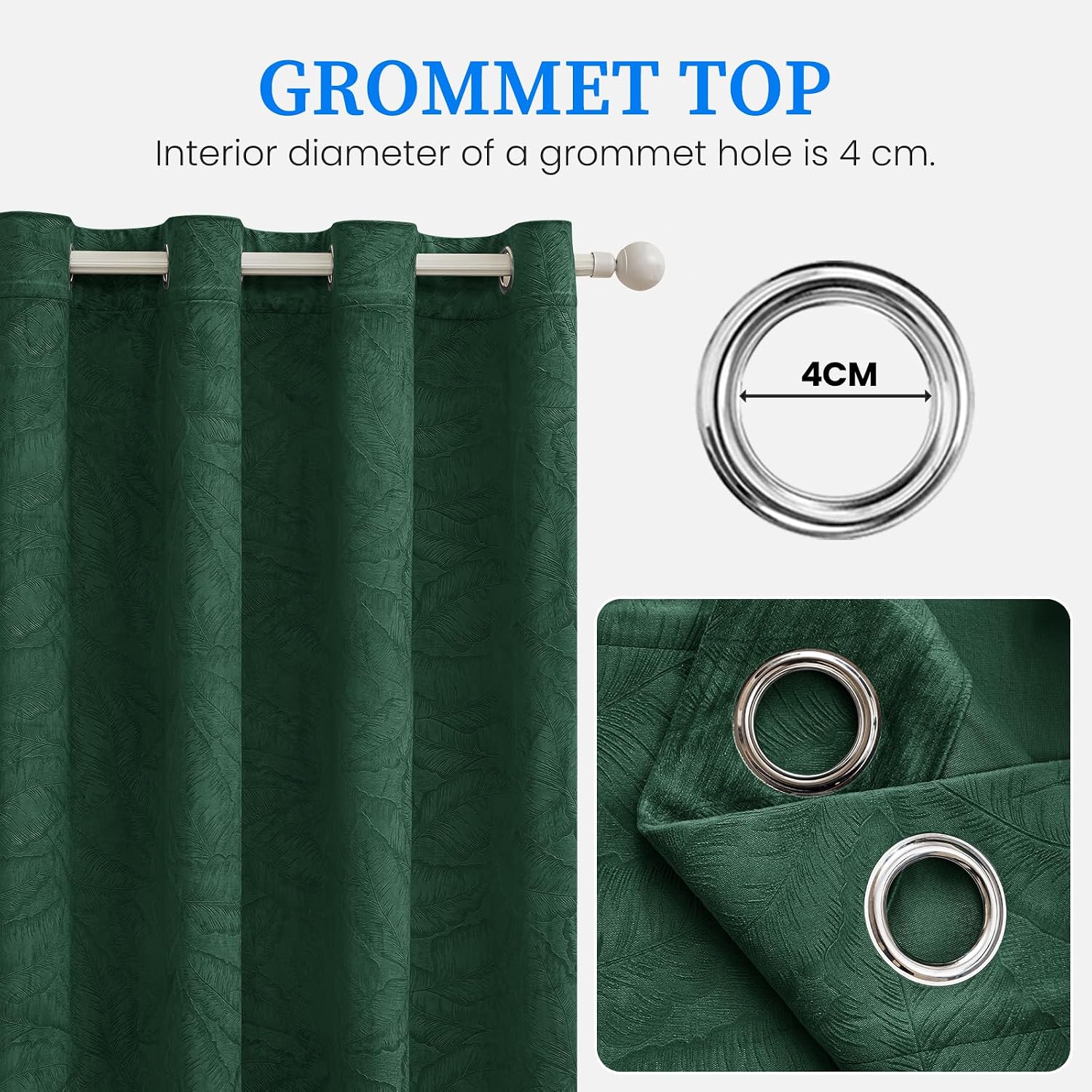 Thumbnail 4 de Ystyle Rideaux Occultant Thermique Velours Lot de 2 – 140x225 cm, Vert Foncé
