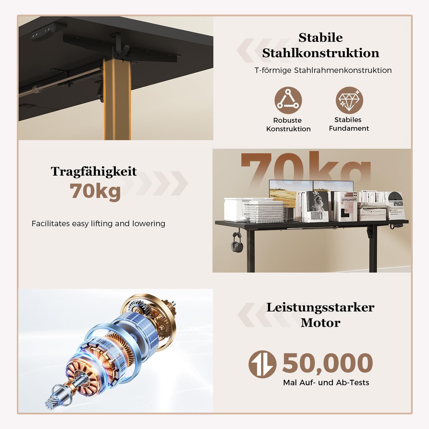 Thumbnail 3 de Klicelor Höhenverstellbarer Schreibtisch – Elektrischer Steh-Sitz Bürotisch, 140 x 60 cm, Schwarz