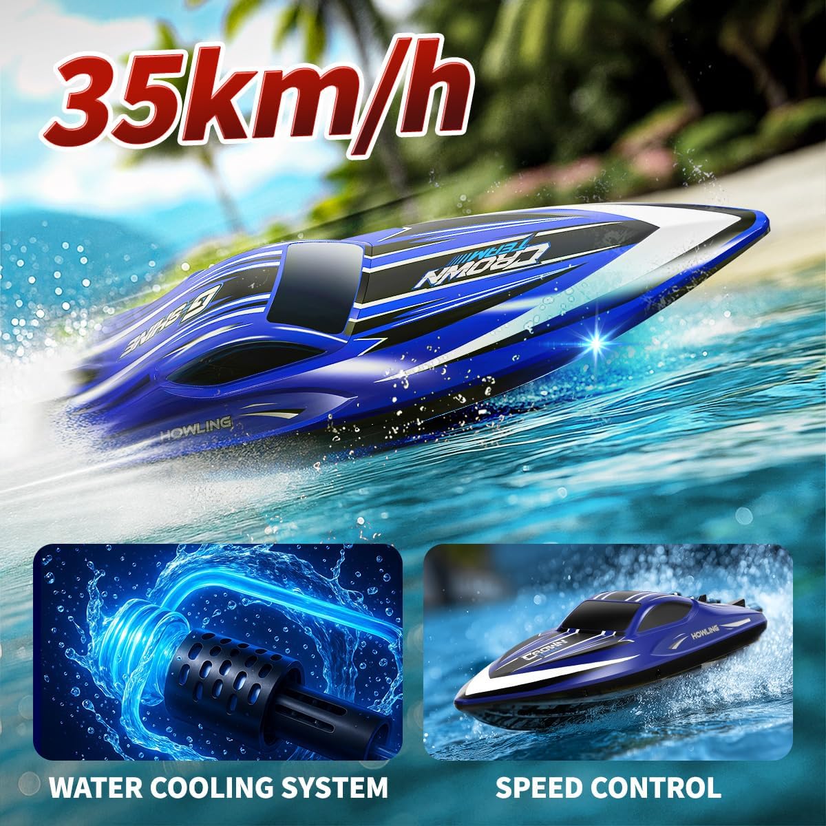 Detalle de Bateau télécommandé RC 35 km/h 🚤