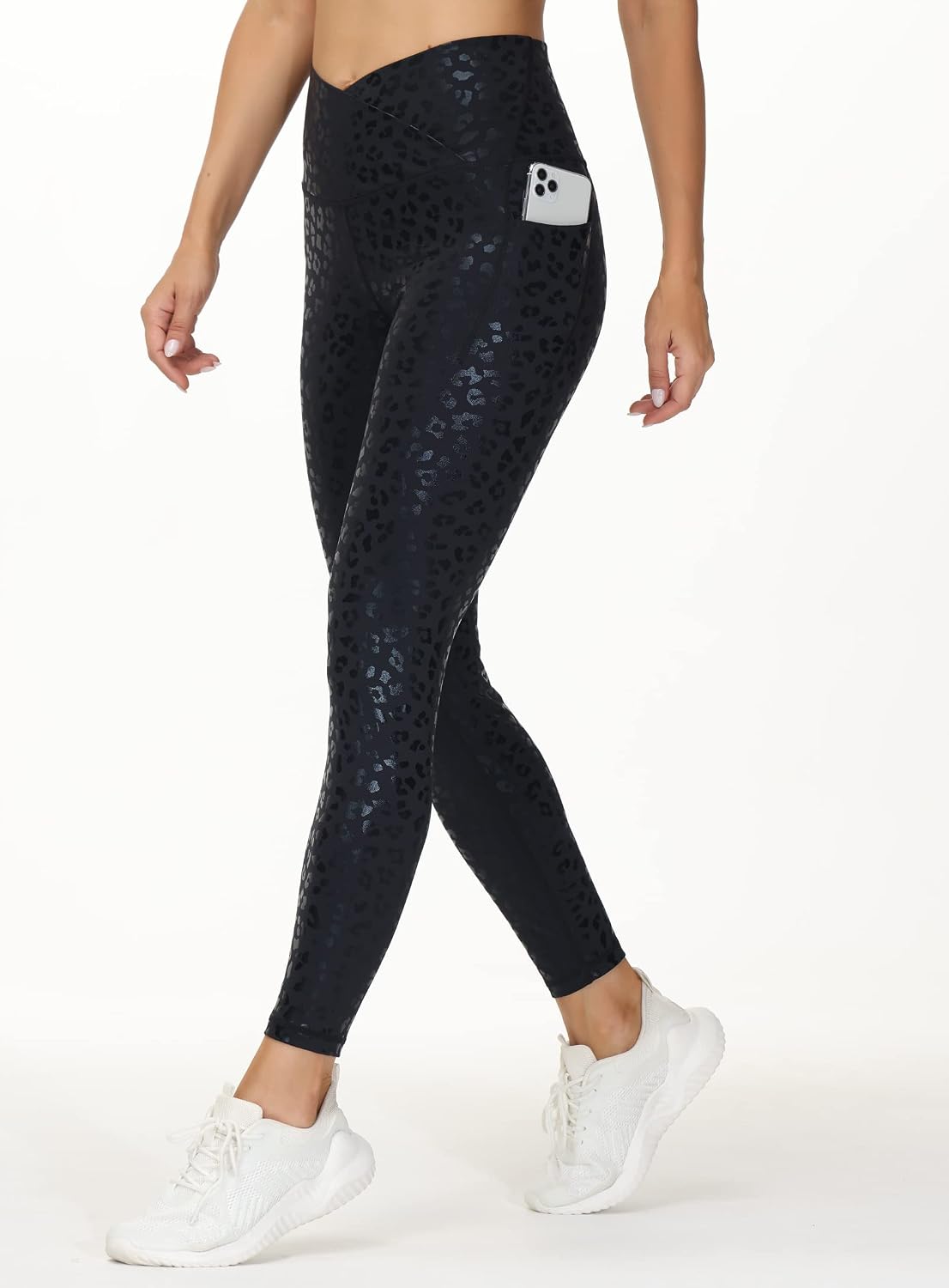 Thumbnail 1 de THE GYM PEOPLE V-Cross High-Waist Sports Leggings with Side Pockets