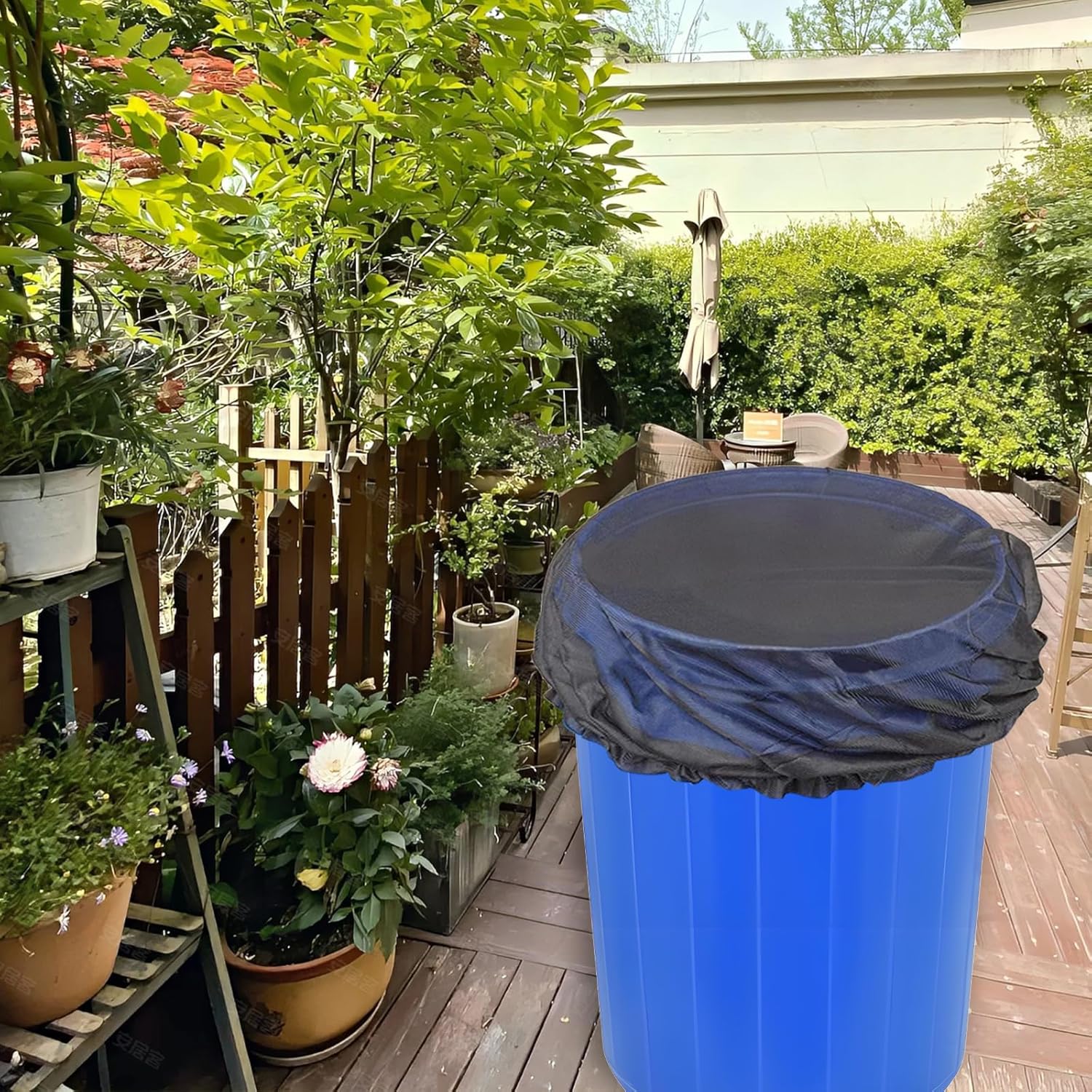 Detalle de Regentonnen Netzabdeckung 95 cm – verstellbar, rund/ quadratisch, 2er Set