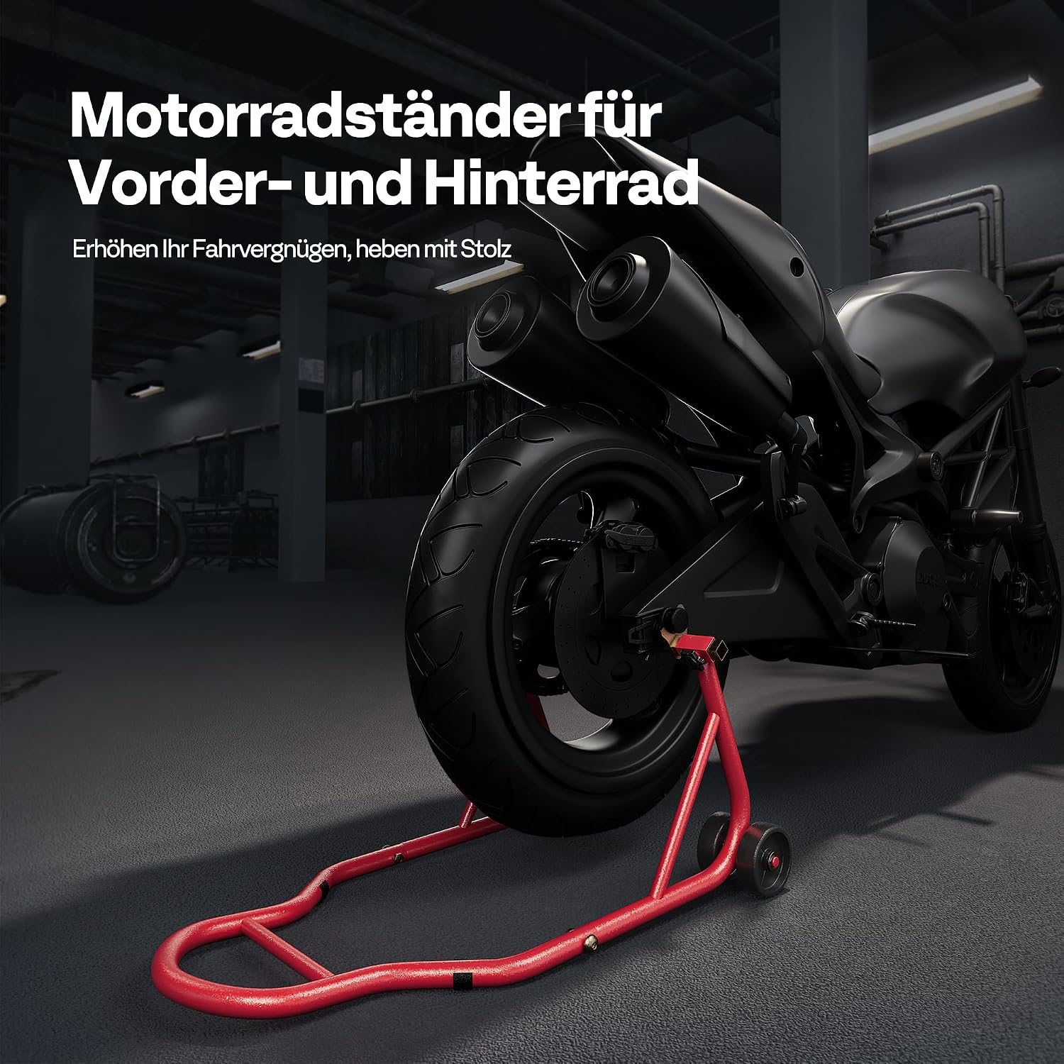 Detalle de SPECSTAR Motorradständer hinten Set (200 kg) mit verstellbaren Stützen für Suzuki, Yamaha, Honda & Kawasaki – rot