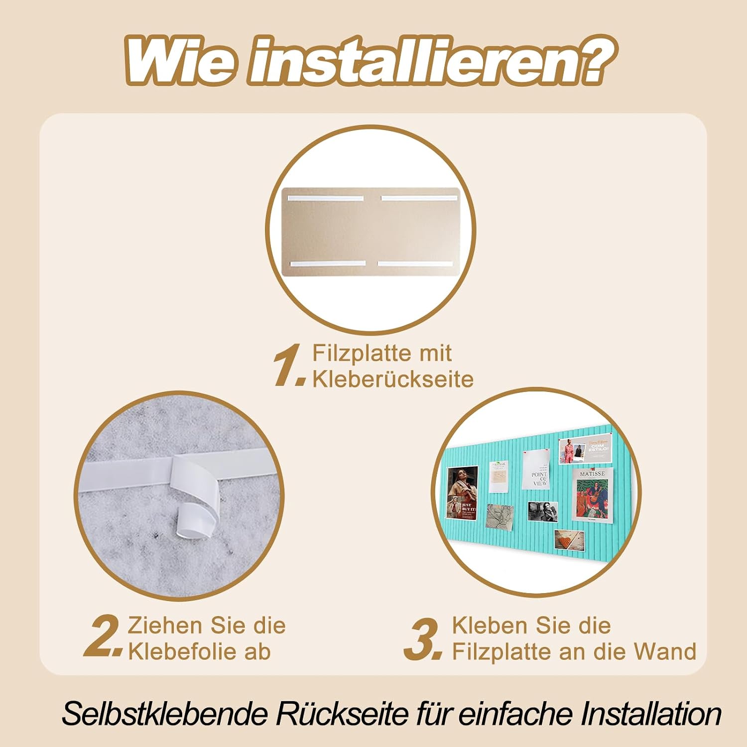 Detalle 2 de Filz Pinnwand 80x40 cm selbstklebend