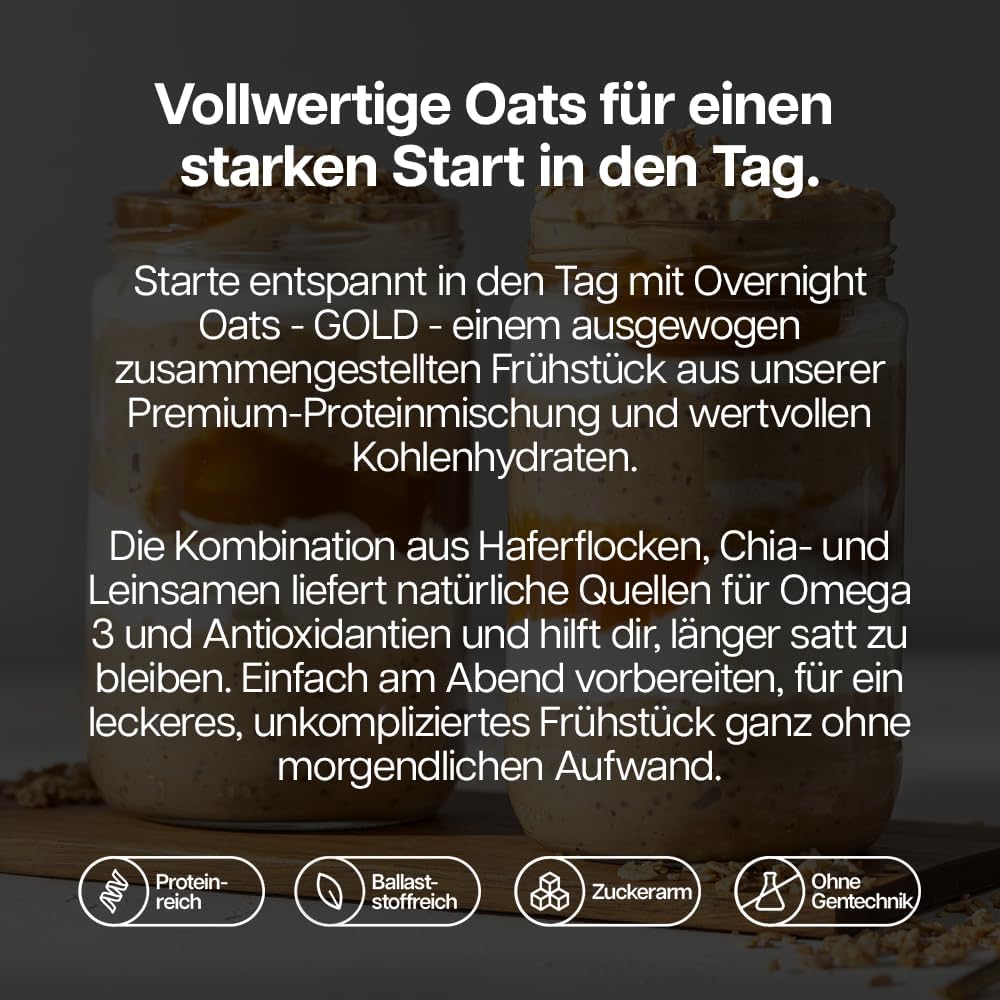 Detalle de Protein Works Overnight Oats – GOLD Innovation: Hochprotein-Frühstück mit Chia & Leinsamen (14 Portionen, 1 kg)