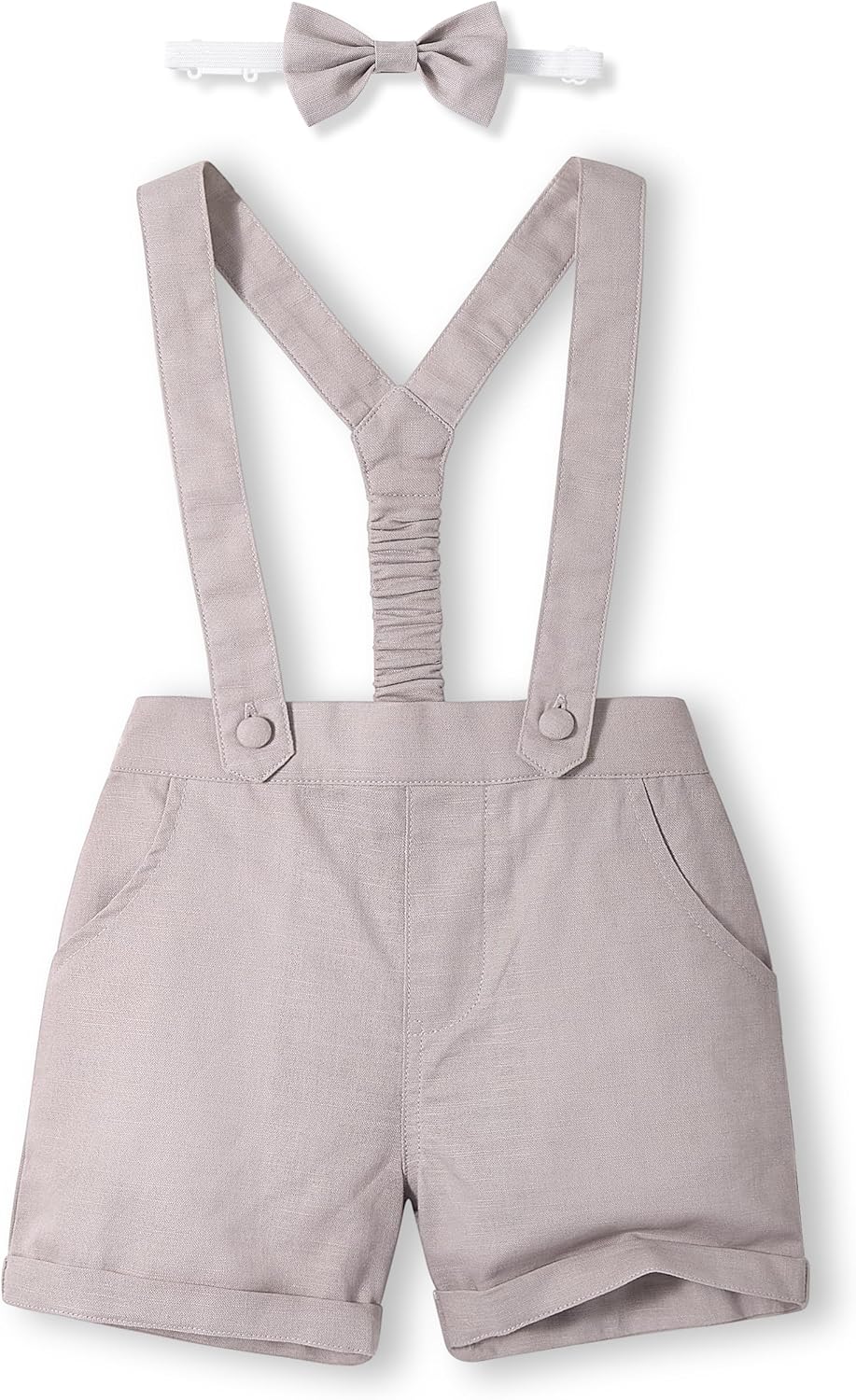 Thumbnail 5 de Volunboy Bambino Pantaloncini con Bretelle, Ragazzo Estivi Casual in lino cotone - 3 pezzi