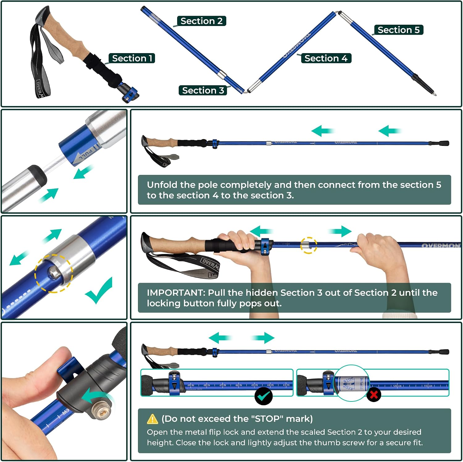 Thumbnail 6 de Overmont Trekking Poles 7075 Aluminium