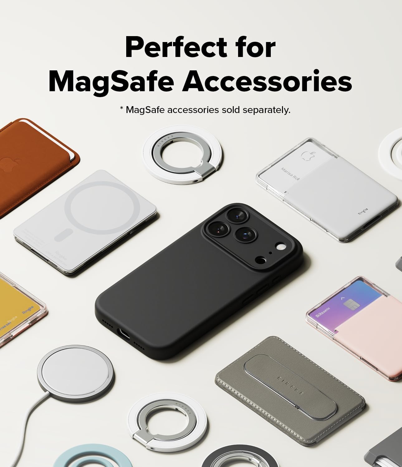 Detalle de Ringke Silicone Magnetic for iPhone 17 Pro Case – MagSafe compatible, Black