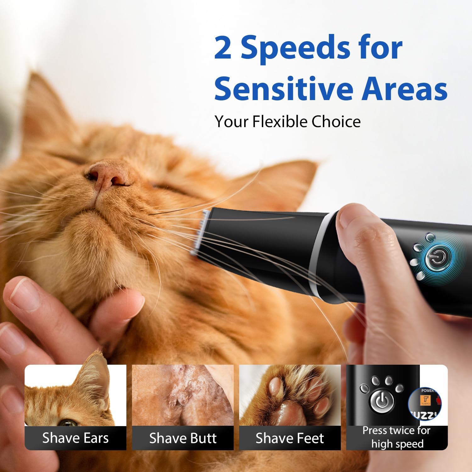 Detalle de FuzzyFix Tondeuses Chiens et Tondeuse pour Pattes de Chien 3 en 1 – Sans fil et silencieuse (Noir)