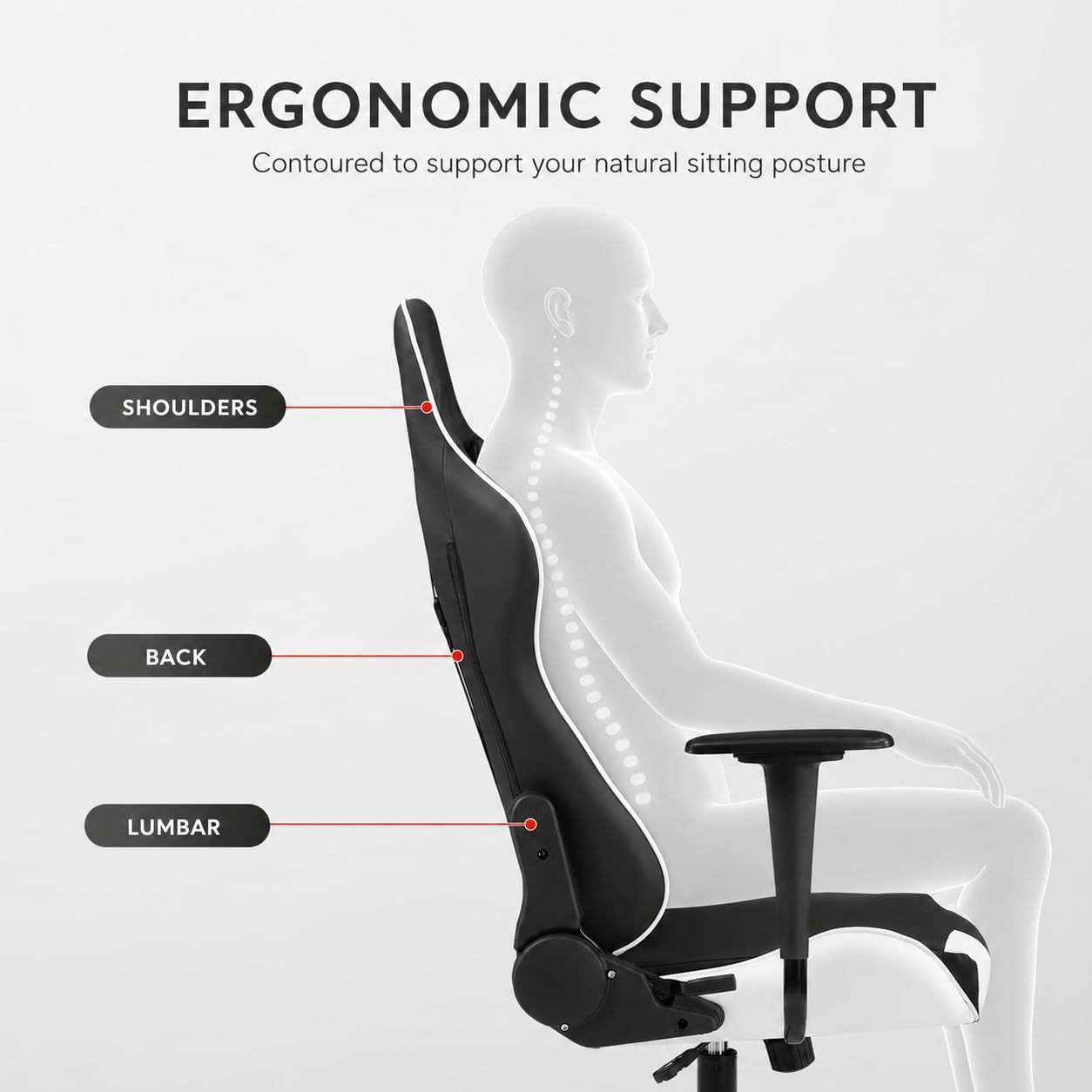 Detalle de BestOffice gaming chair, 250 lb capacity