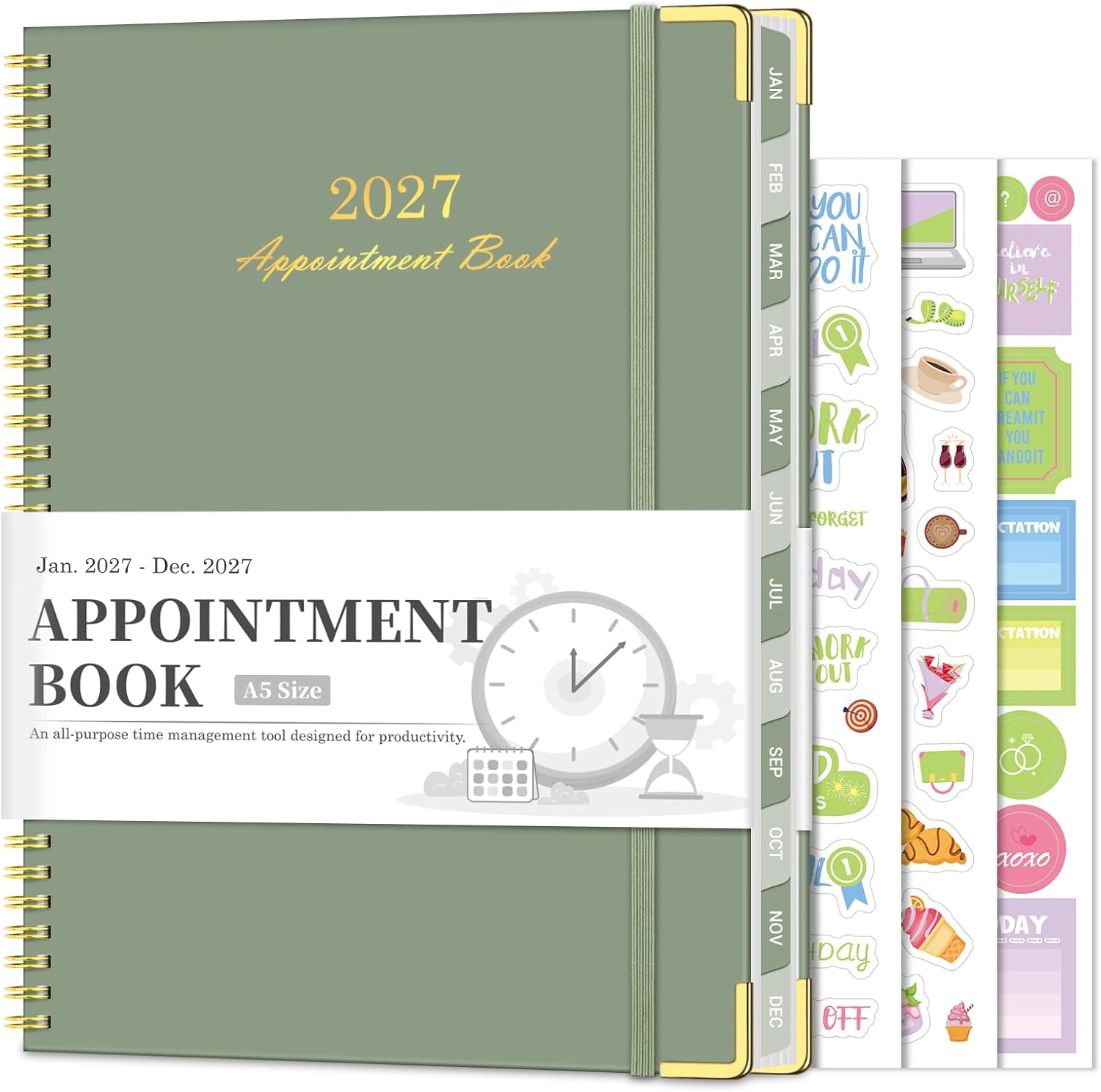 Detalle de Homlive 2027 Appointment Planner, 30-Minute Time Slots, Weekly and Monthly Views, Green