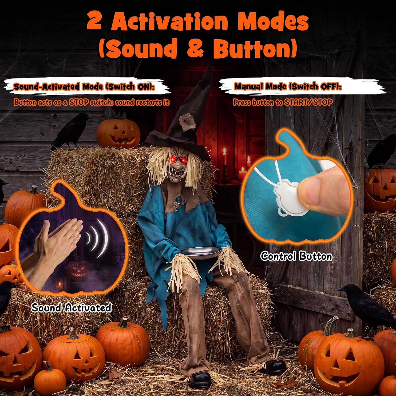 Detalle de Tangkula Animated Halloween Scarecrow Decoration, 5.2 ft