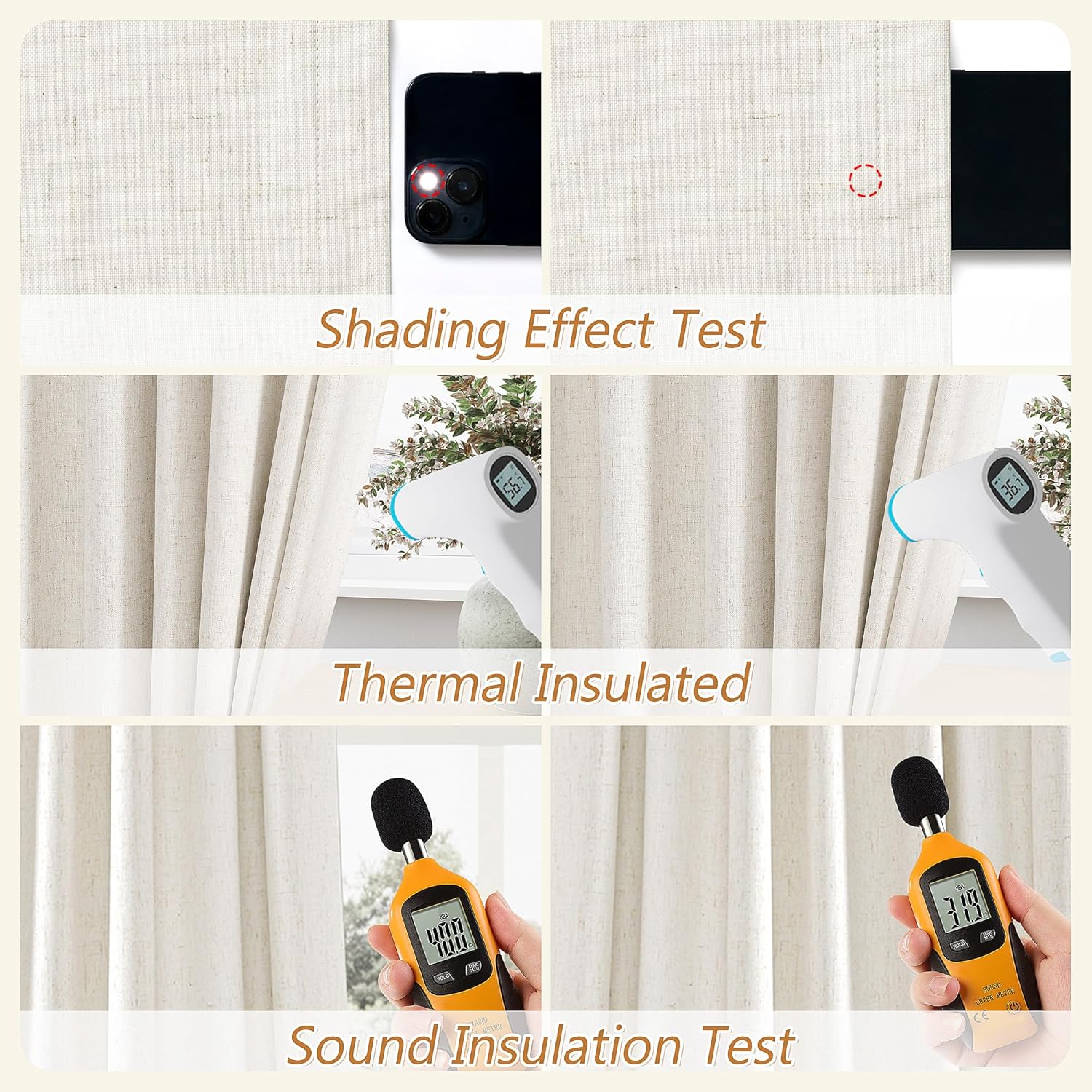 Thumbnail 4 de Guken Cream Linen Blackout Curtains 84 in 🪟