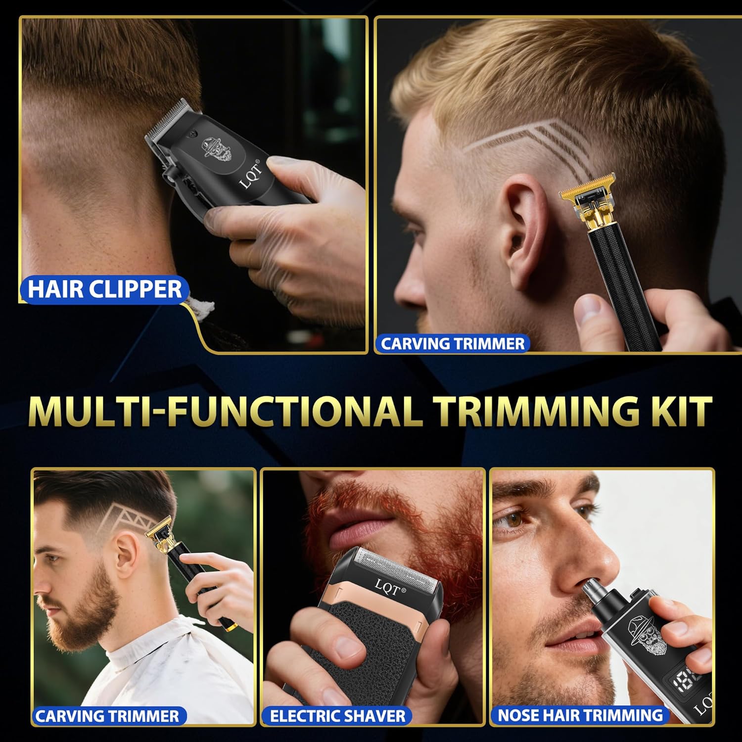 Thumbnail 6 de LQT Men’s Hair Clippers Kit with LED Display (4-Piece Cordless Grooming Set)