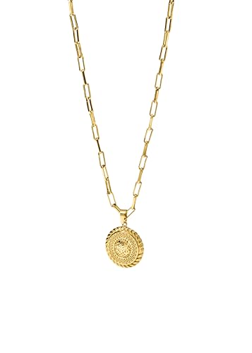Detalle de Purelei Nomad Coin - Cadena para hombre en acero inoxidable con colgante en relieve (50–55 cm)
