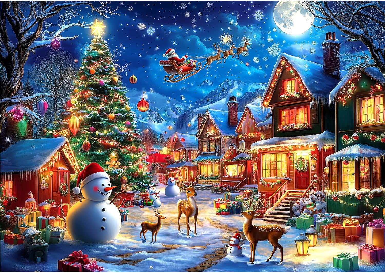 Detalle de PuzzOne BFJIUJIU-00462 1,000-Piece Christmas Village Jigsaw Puzzle