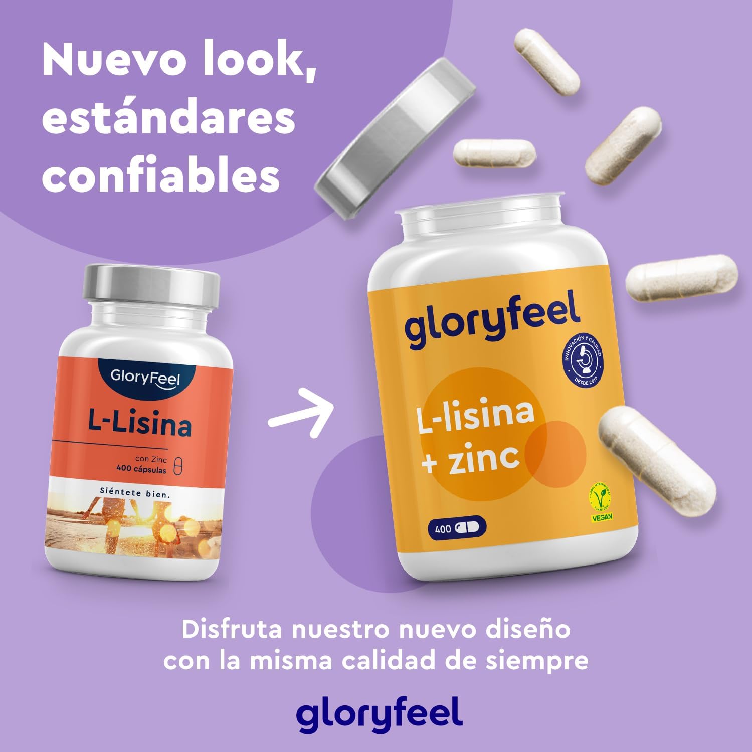 Detalle 2 de L-Lisina 400 Cápsulas 🍃 - Aminoácido Esencial para Inmunidad