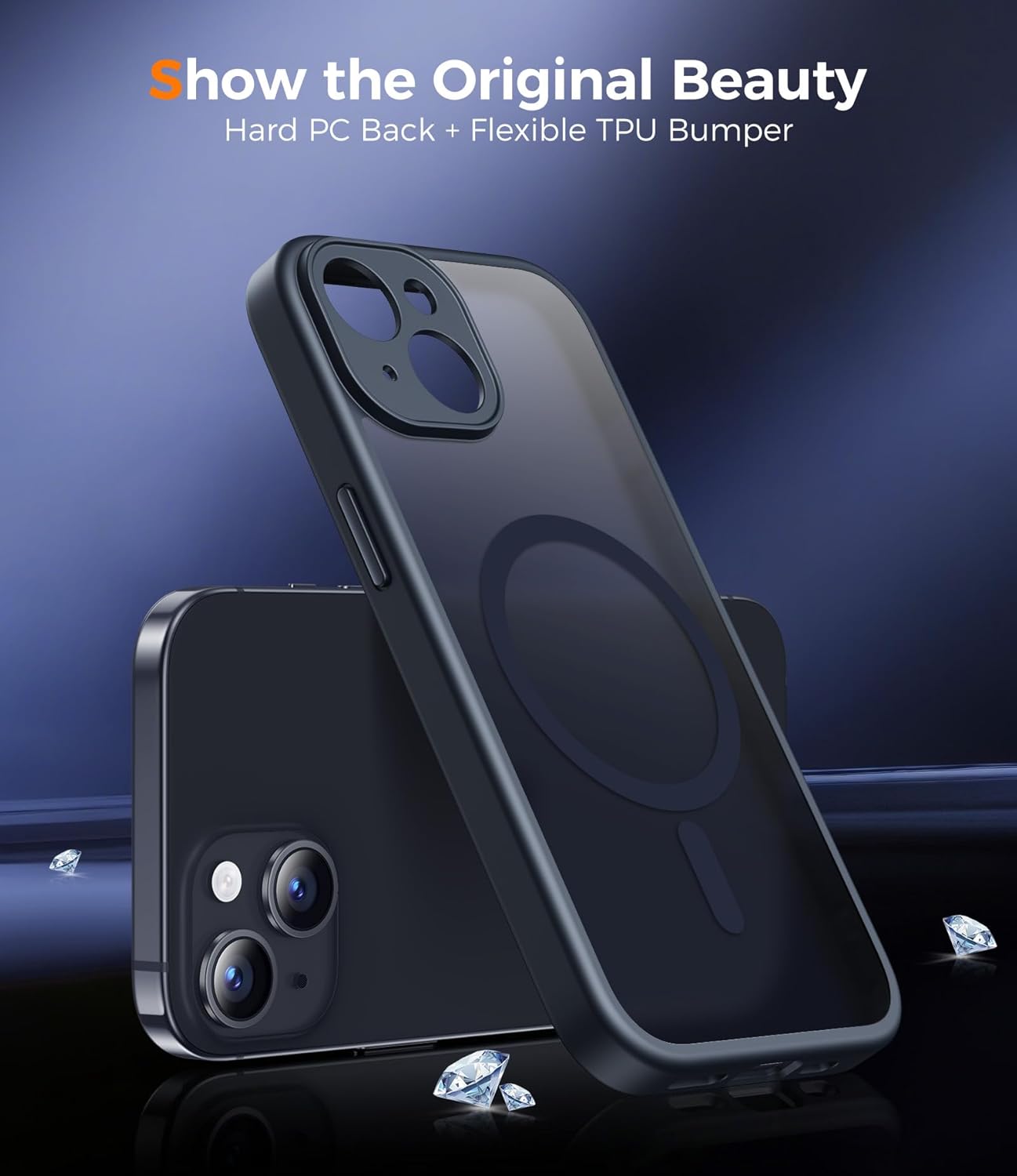 Detalle de Qasyfanc Magnetic Case for iPhone 15 with 2 Tempered Glass Screen Protectors – MagSafe Compatible