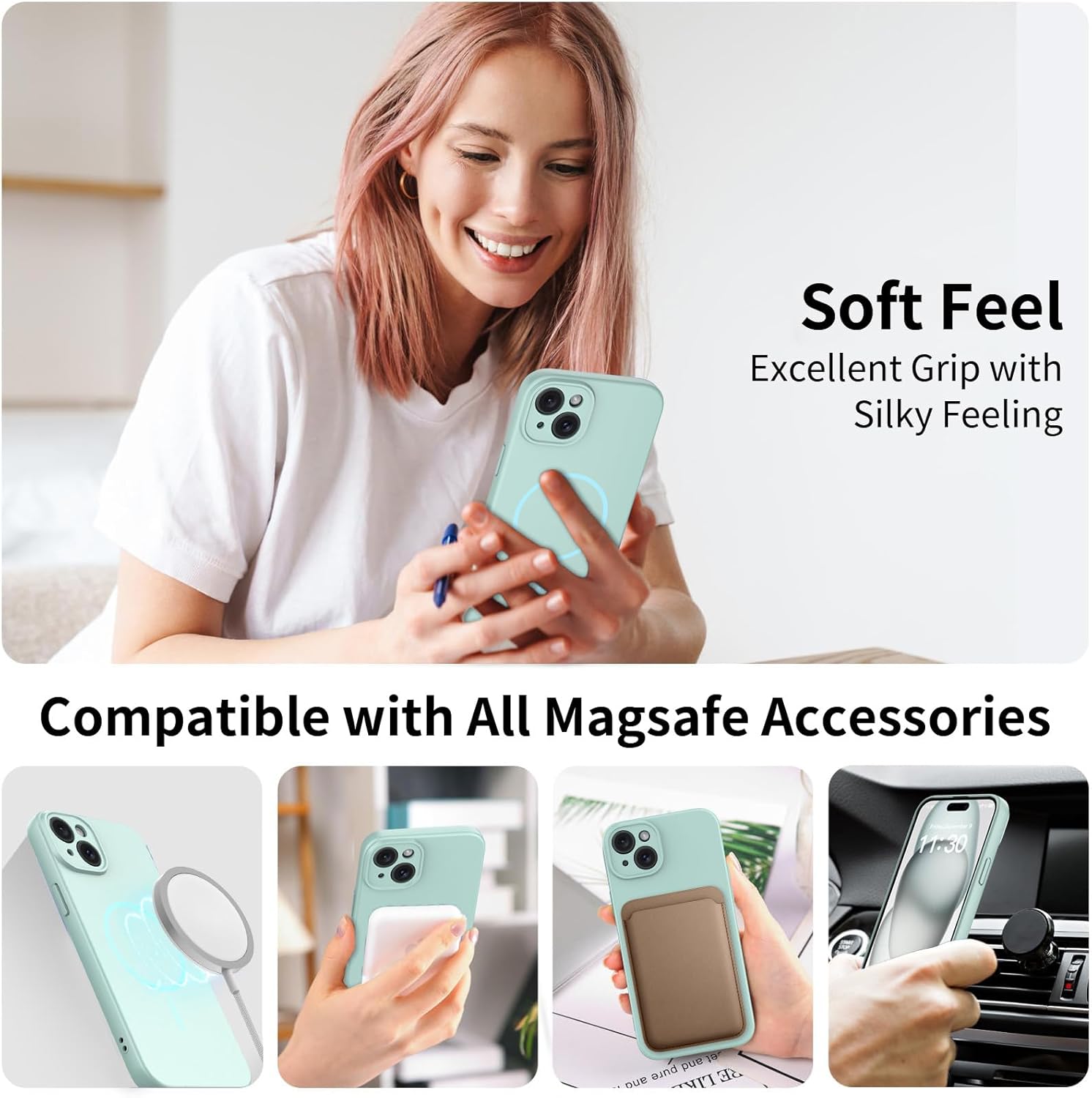 Thumbnail 1 de YIBAMI MagSafe-compatible Silicone Case for iPhone 15 Plus (6.7") in Blue