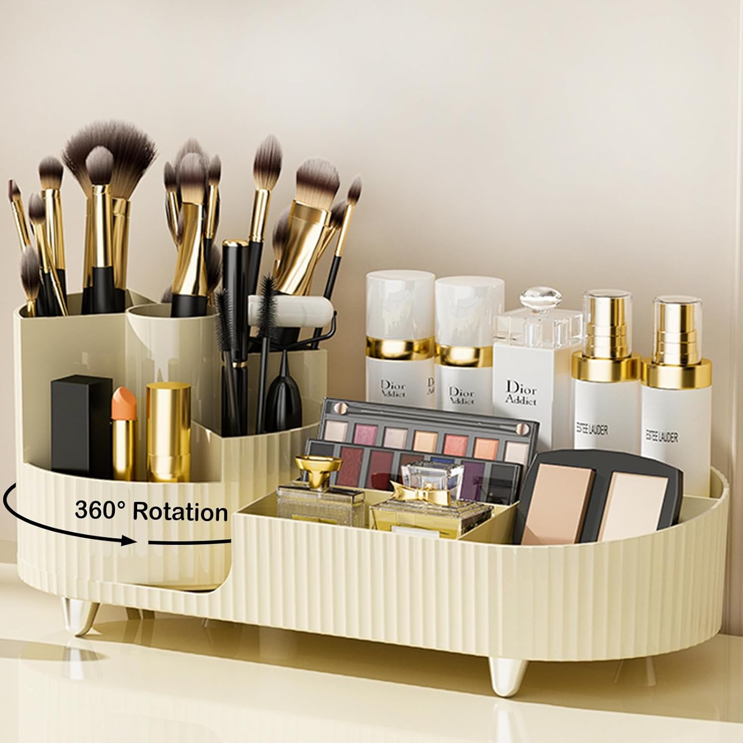 Detalle de 360° Rotating Vanity Makeup Organizer — Large 🎀