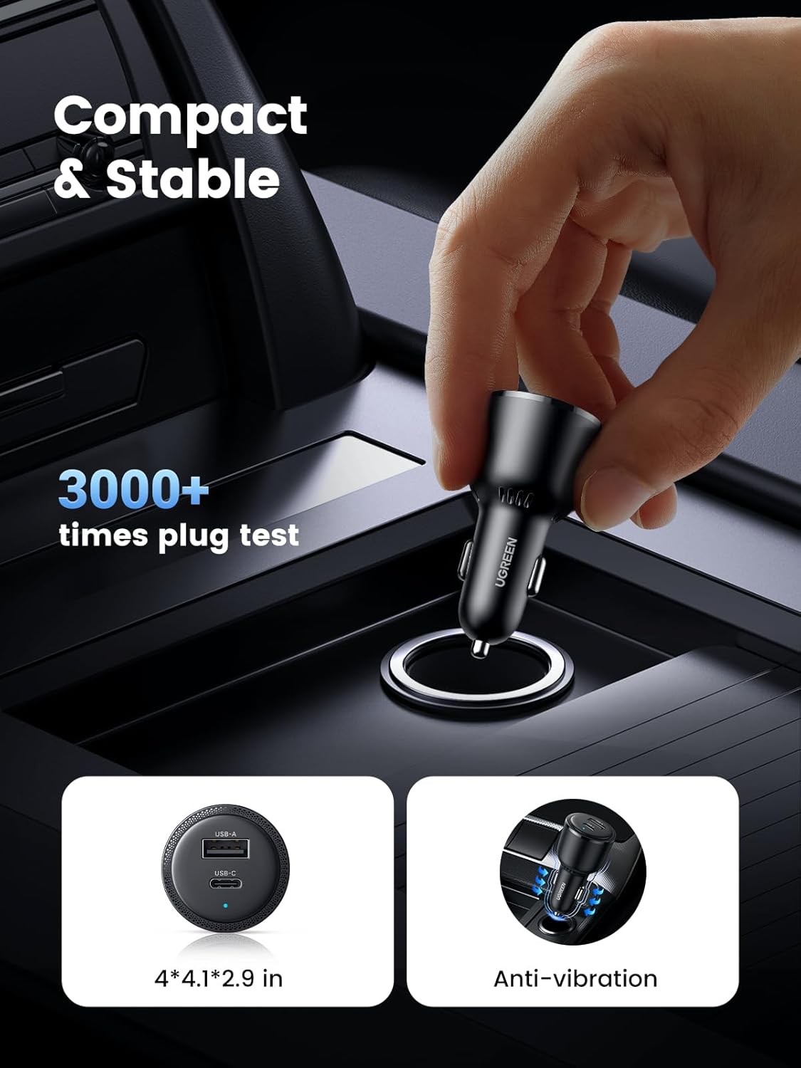 Detalle 2 de UGREEN 63W USB C Car Charger