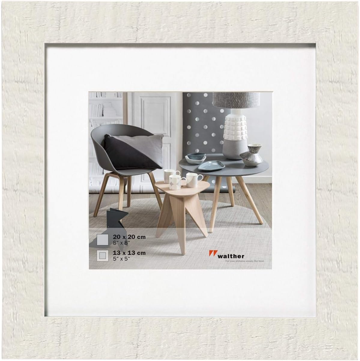 Detalle 2 de Walther Design cadre photo en bois blanc polaire 20 x 20 cm HO220V