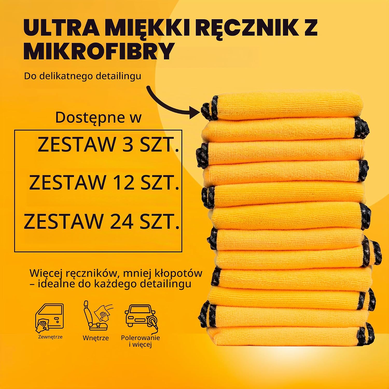 Detalle de Chemical Guys MIC_506_24 ręczniki z mikrofibry 24 szt., złote, dwustronne