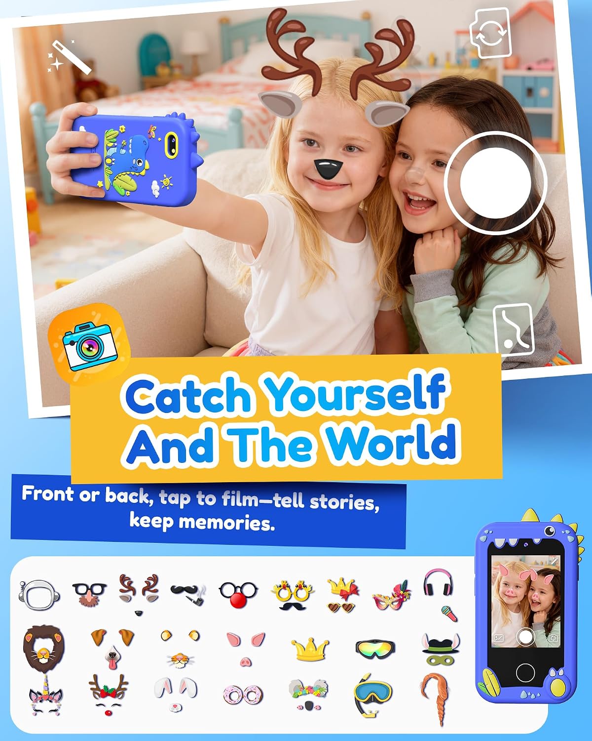 Detalle de KOKODI Kids Toy Phone, Blue, 2.8-Inch Touchscreen, Camera and Games
