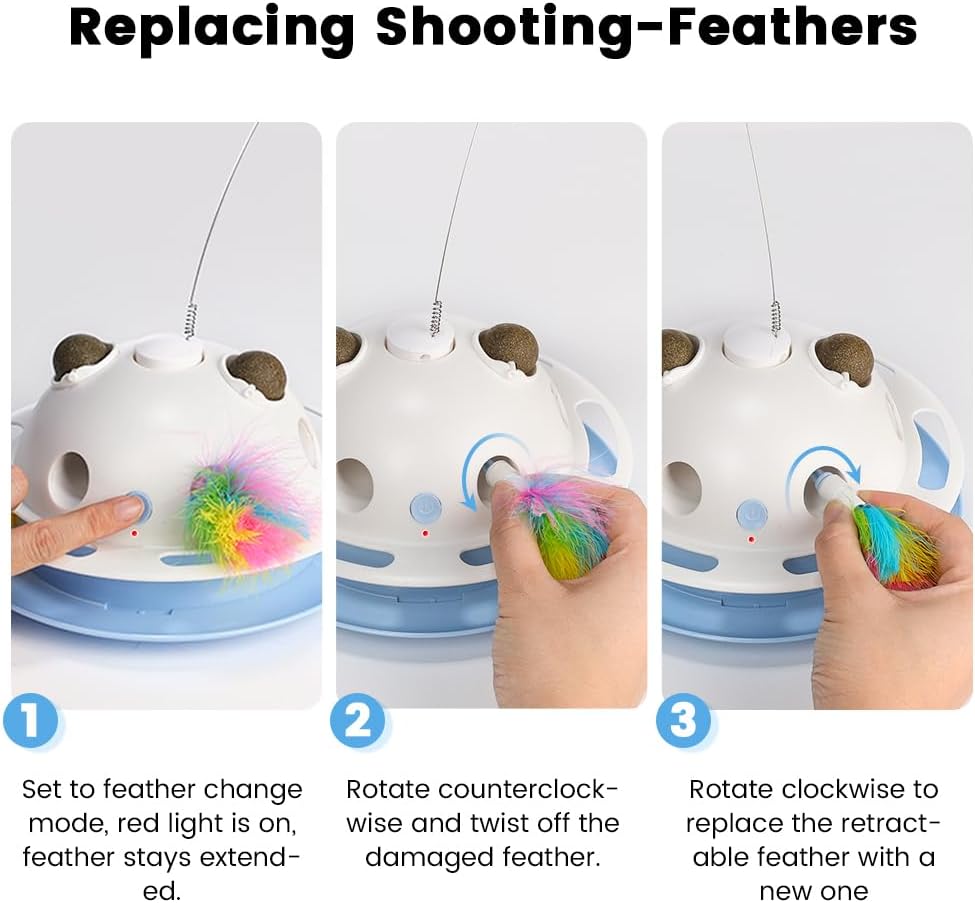Thumbnail 6 de VOSFEEL 4 in 1 Interactive Cat Toy: Smart Carousel with Catnip, Feathers and Handmade Butterfly