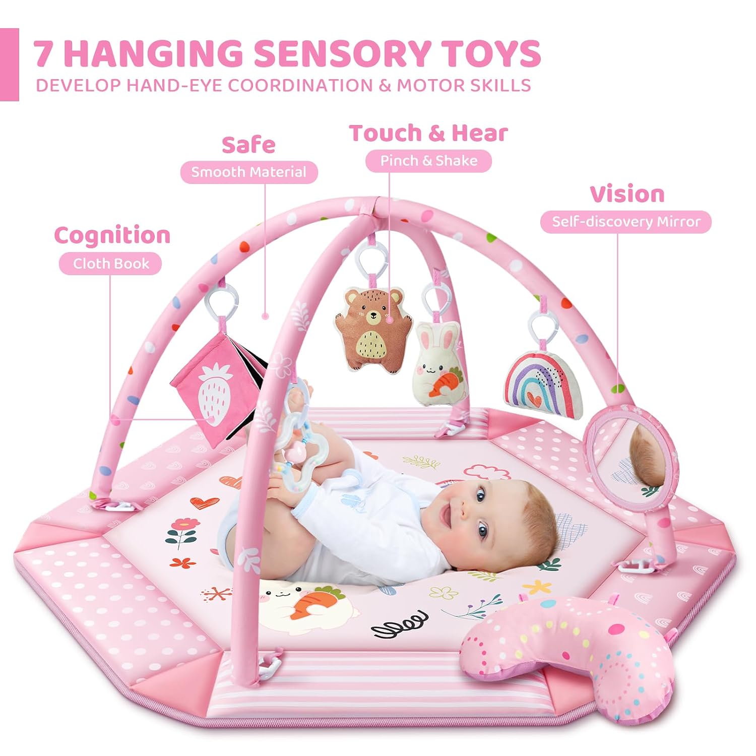 Thumbnail 1 de Baby Gym Play Mat: 8-in-1 Tummy Time Mat & Ball Pit in Pink
