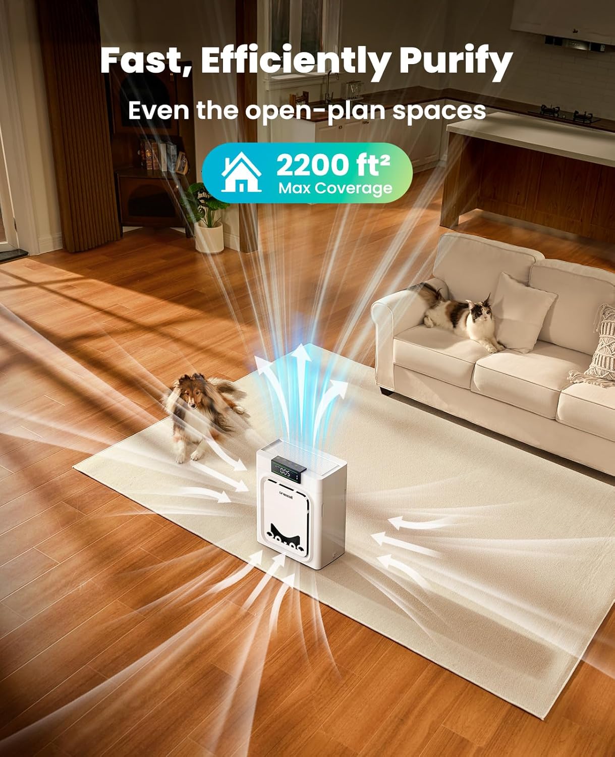 Thumbnail 2 de oneisall Pet Air Purifier PP02 for large rooms (CADR 320 m³/h) with washable double-sided filter