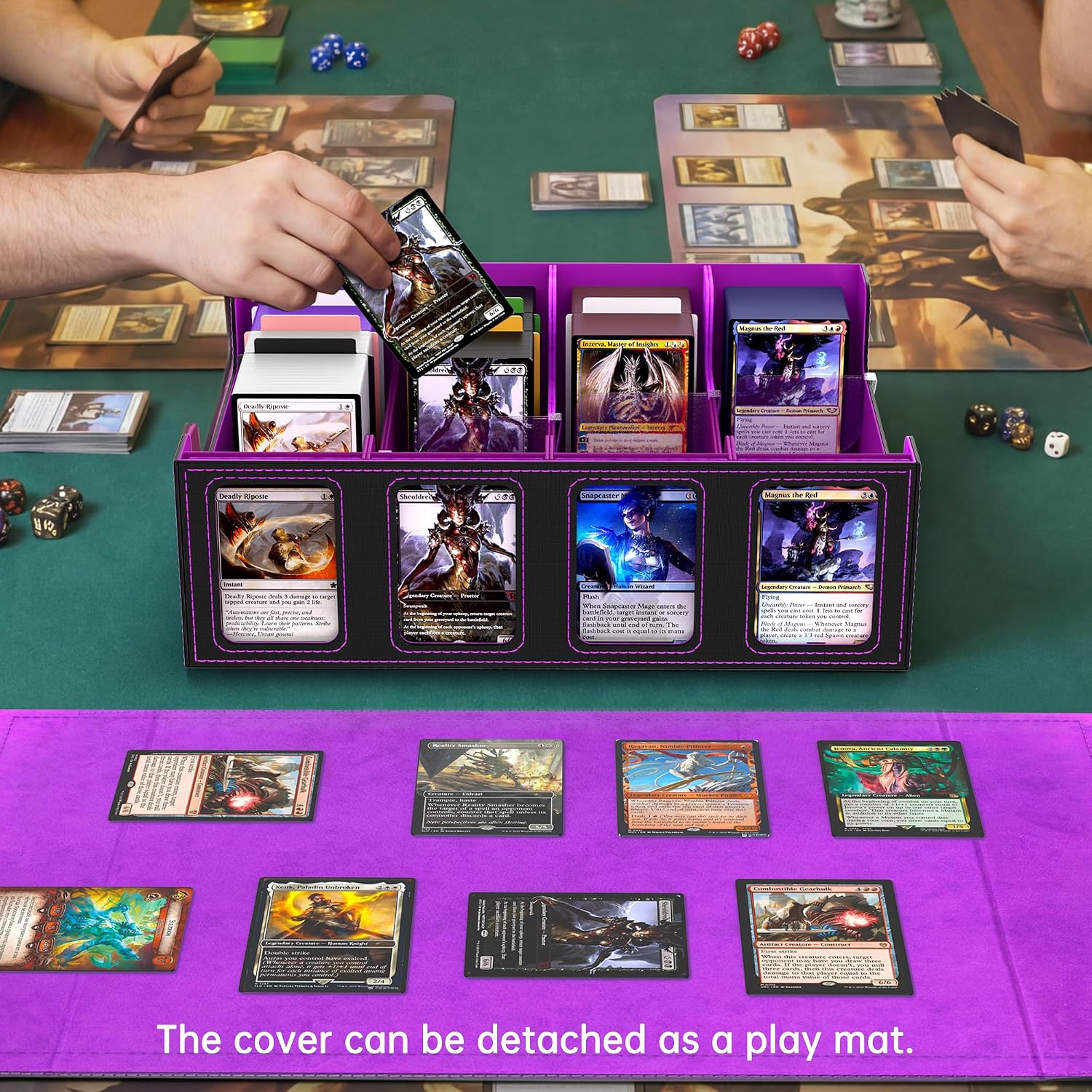 Detalle de Cordv Sammelkarten-Aufbewahrungsbox – Commander Deck Box für 2400+ MTG-Karten, lila