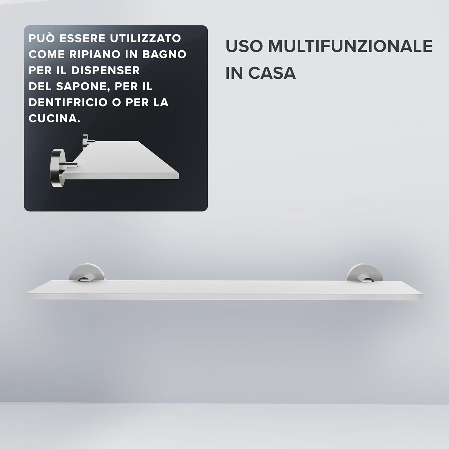 Thumbnail 2 de Ovimar Mensola da Bagno Nordborg in Acciaio Inox con Ripiano in Vetro