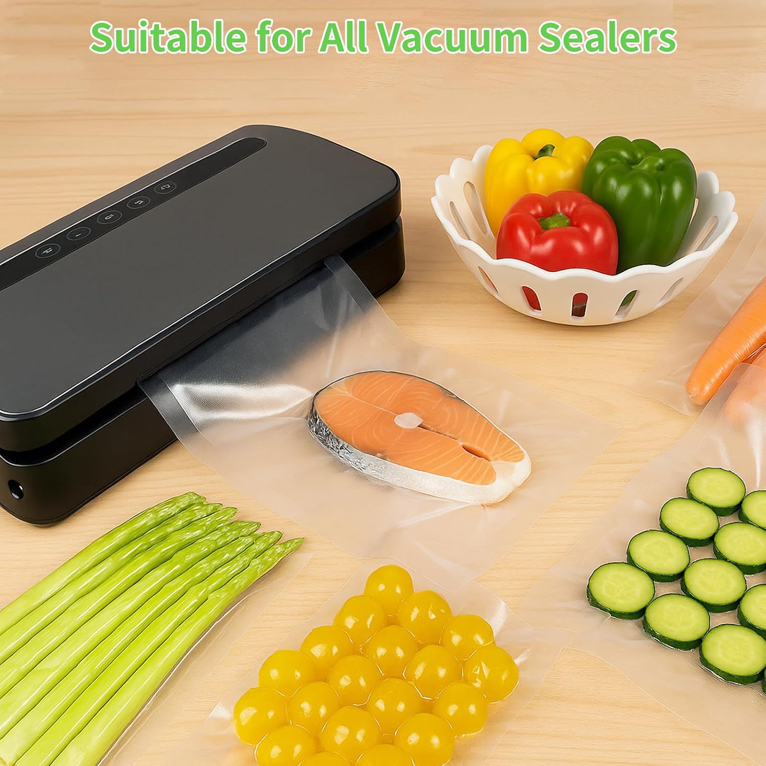 Detalle 2 de MakMeFre 28X40cm(100)JeRe Gallon Vacuum Sealer Bags, 11 x 16 in, 100-Count
